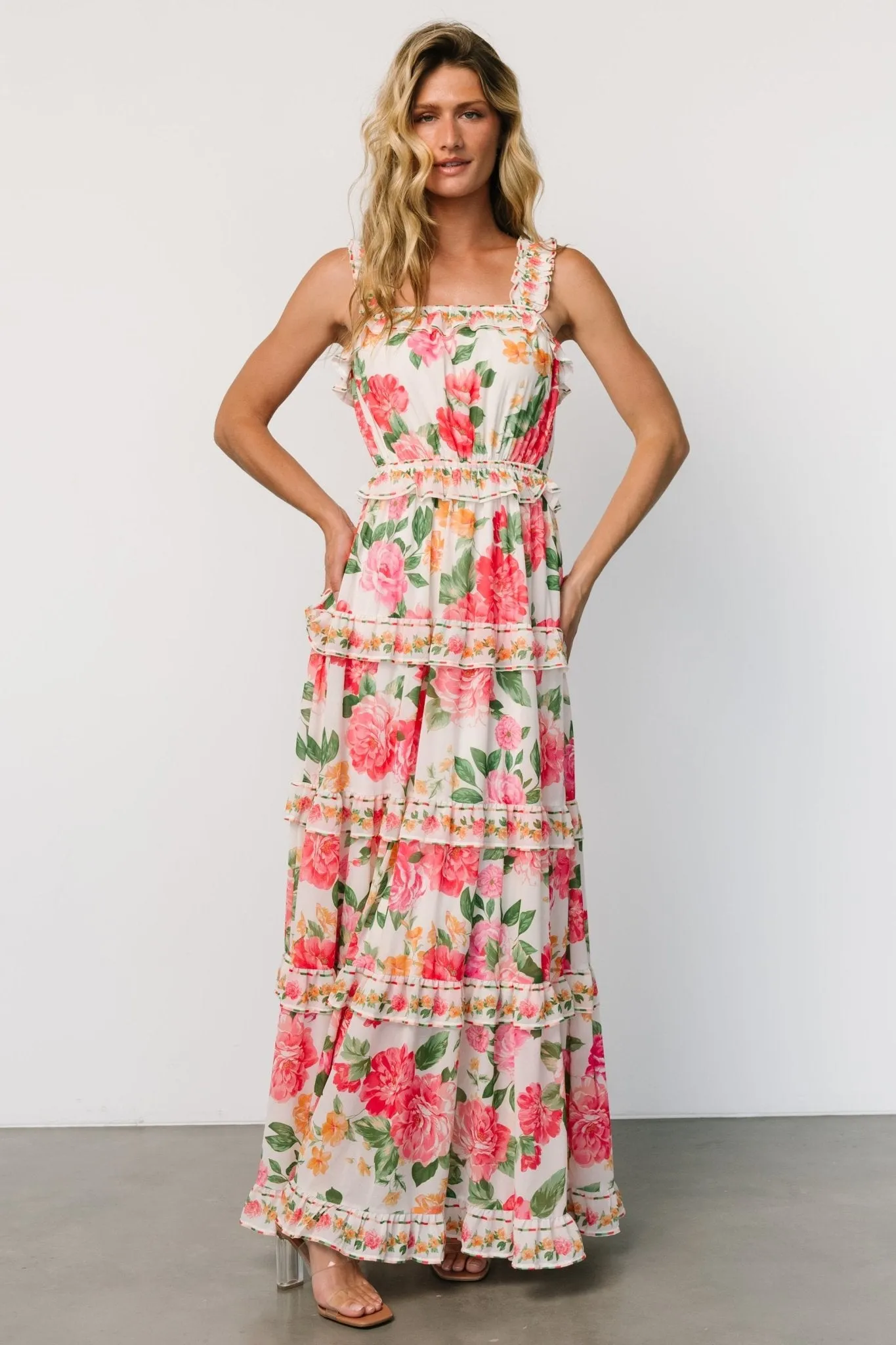 Julieta Tiered Maxi Dress | Off White Floral sold by Baltic Born product image thumbnail 5