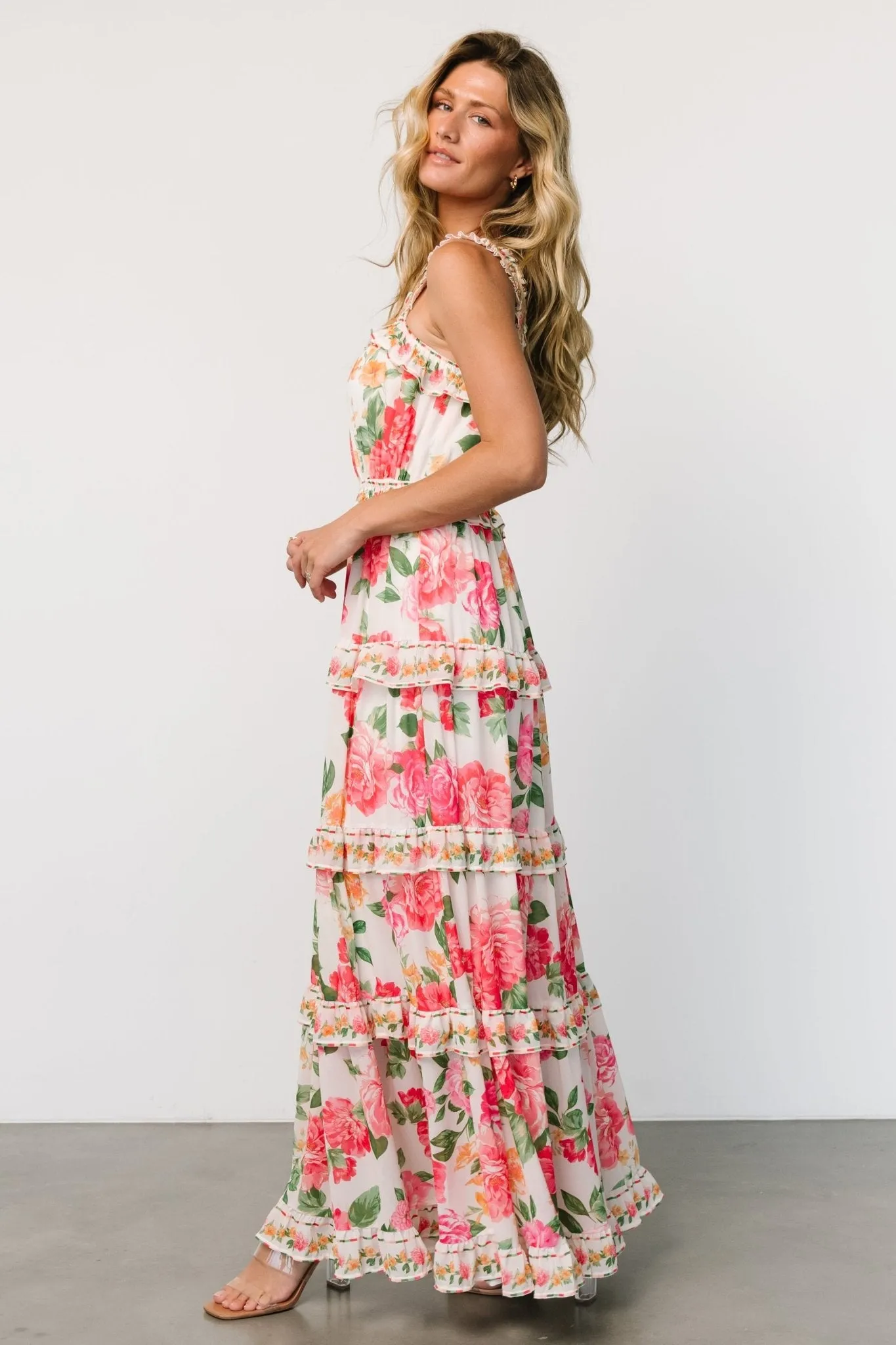 Julieta Tiered Maxi Dress | Off White Floral sold by Baltic Born product image thumbnail 3