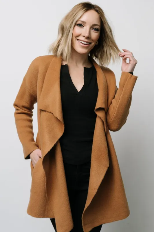 Ellison Lapel Cardigan | Camel sold by Baltic Born
