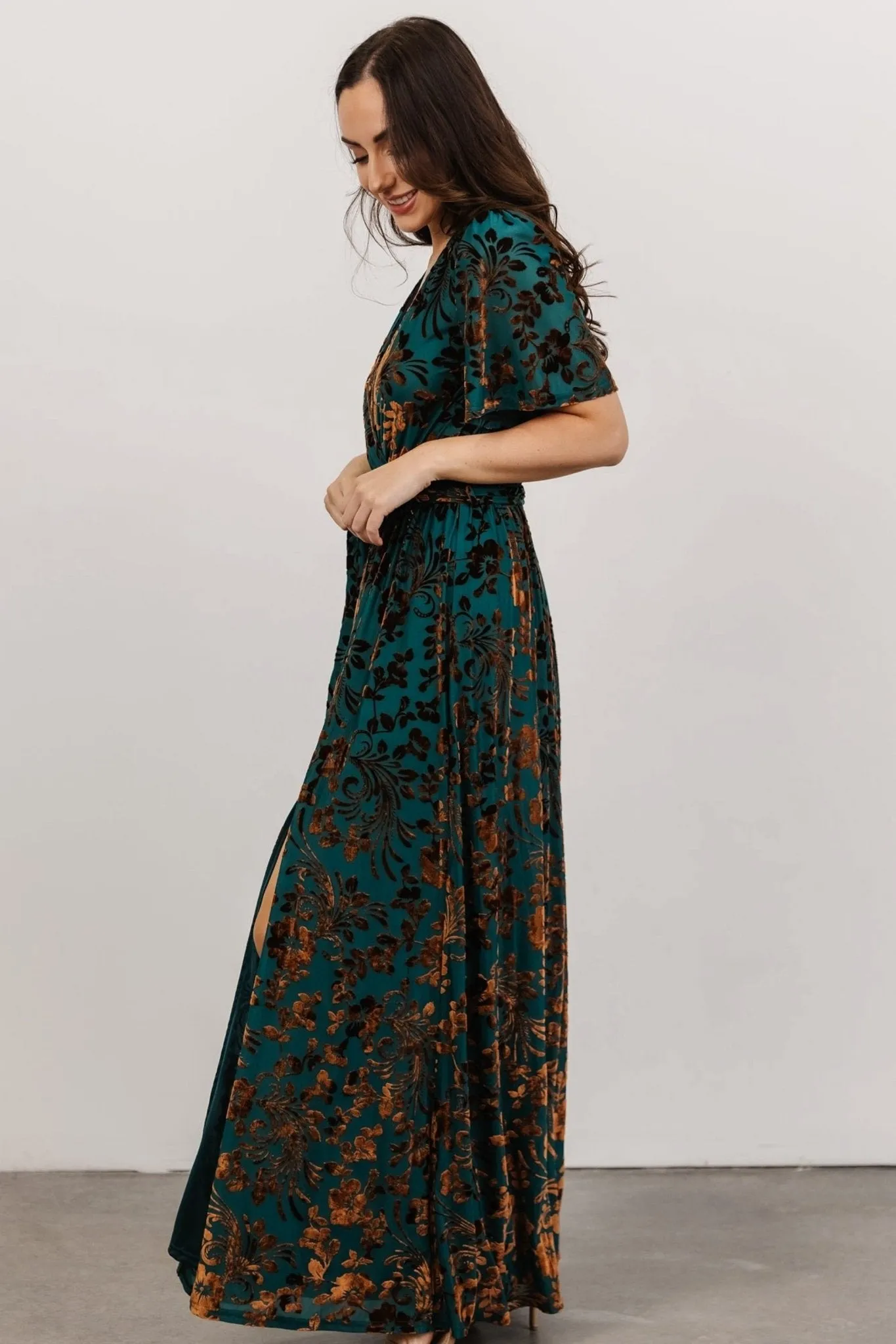 Uma Velvet Maxi Dress | Bronze + Jade sold by Baltic Born product image thumbnail 3