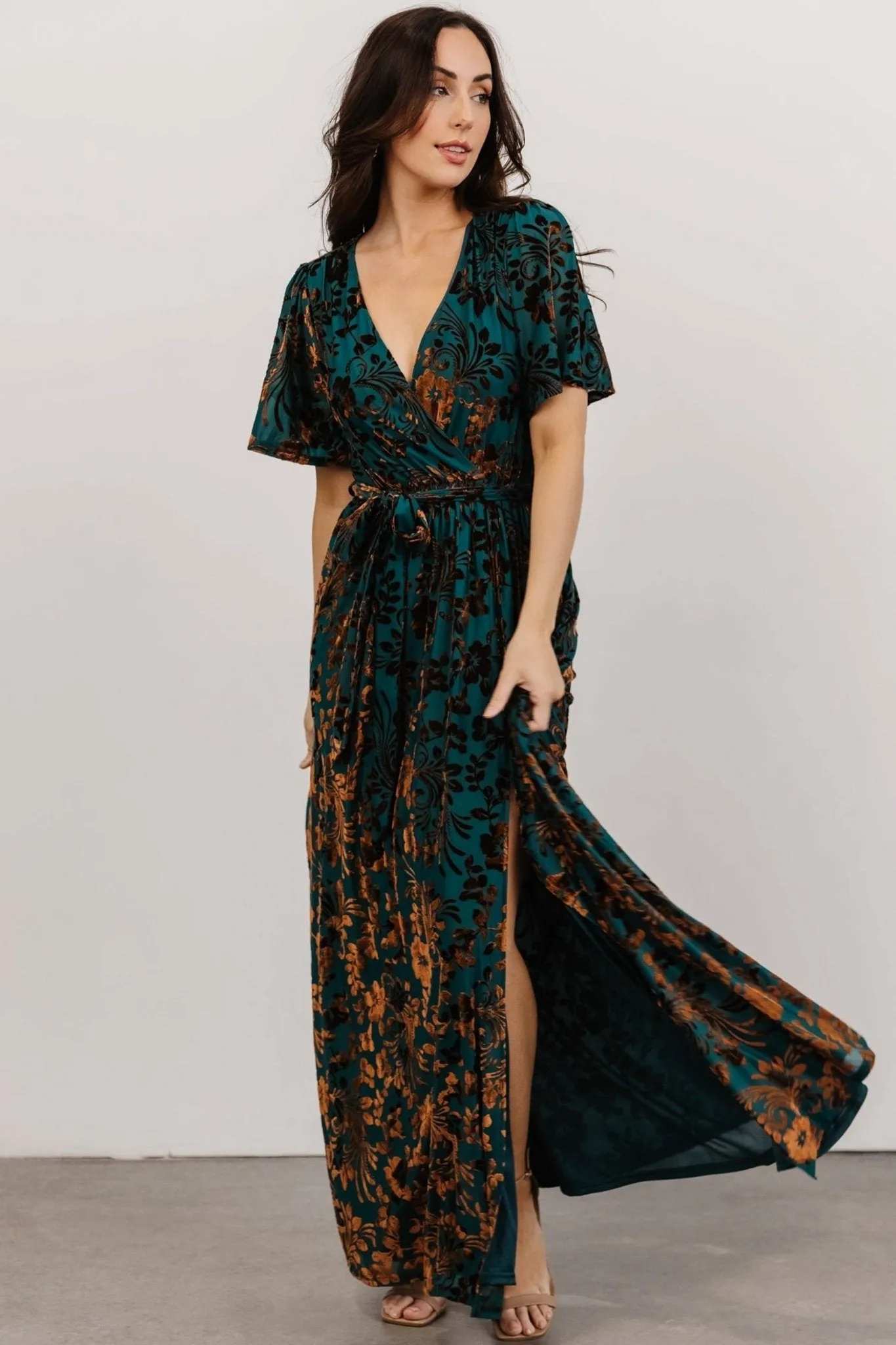 Uma Velvet Maxi Dress | Bronze + Jade sold by Baltic Born product image thumbnail 2