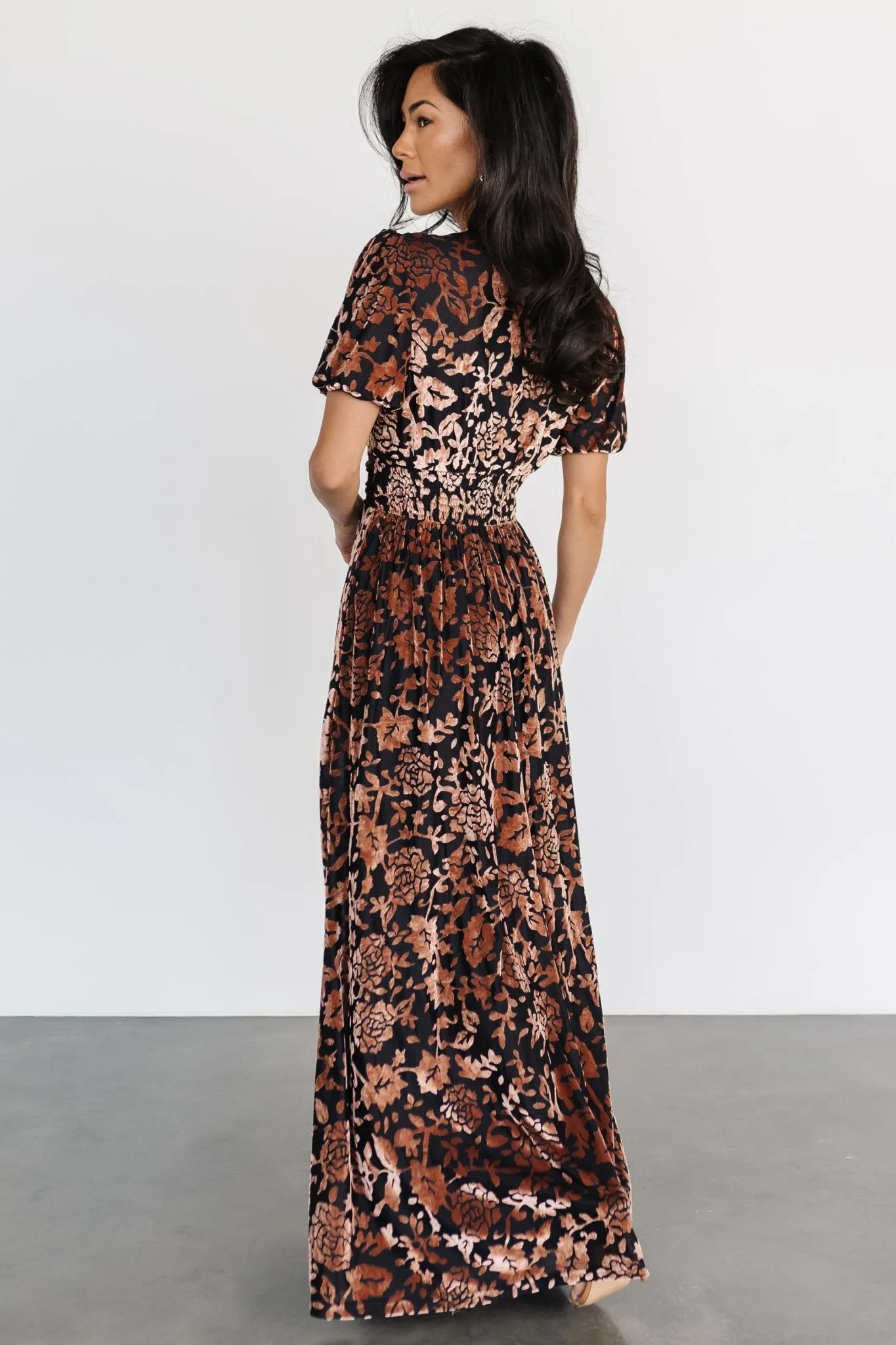 Leslie Velvet Maxi Dress | Black + Bronze sold by Baltic Born product image thumbnail 3