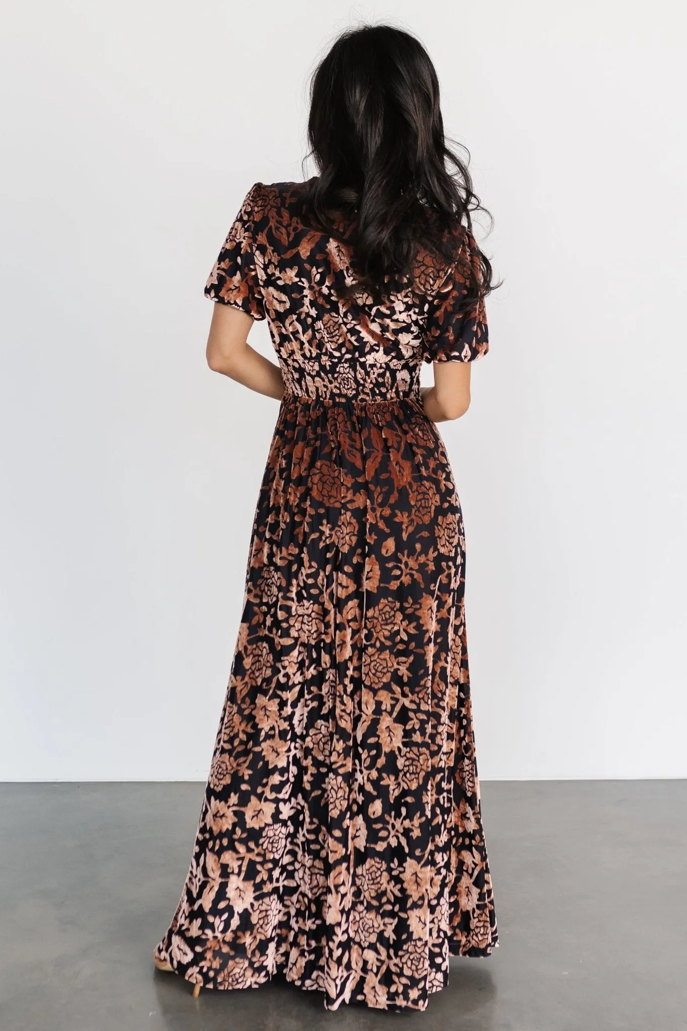 Leslie Velvet Maxi Dress | Black + Bronze sold by Baltic Born product image thumbnail 4
