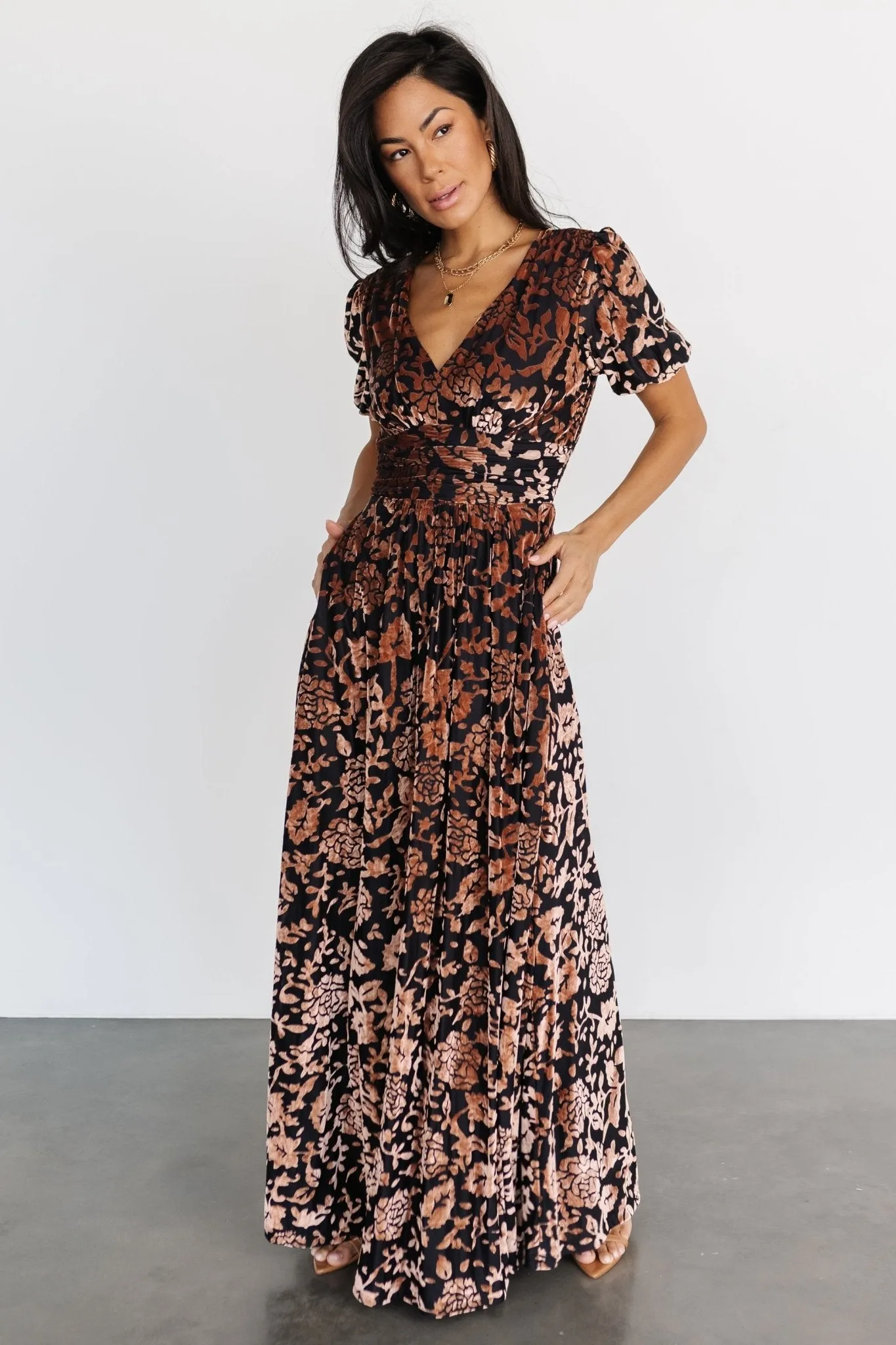 Leslie Velvet Maxi Dress | Black + Bronze sold by Baltic Born product image thumbnail 5