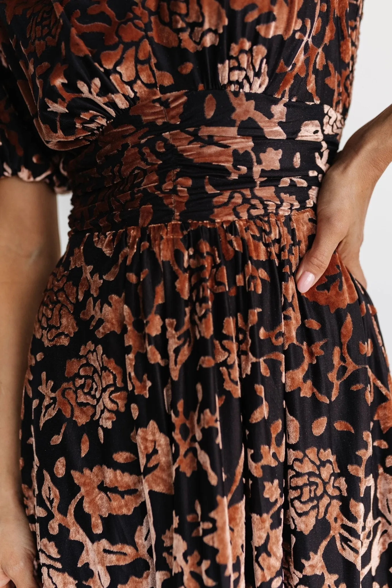Leslie Velvet Maxi Dress | Black + Bronze sold by Baltic Born product image thumbnail 2