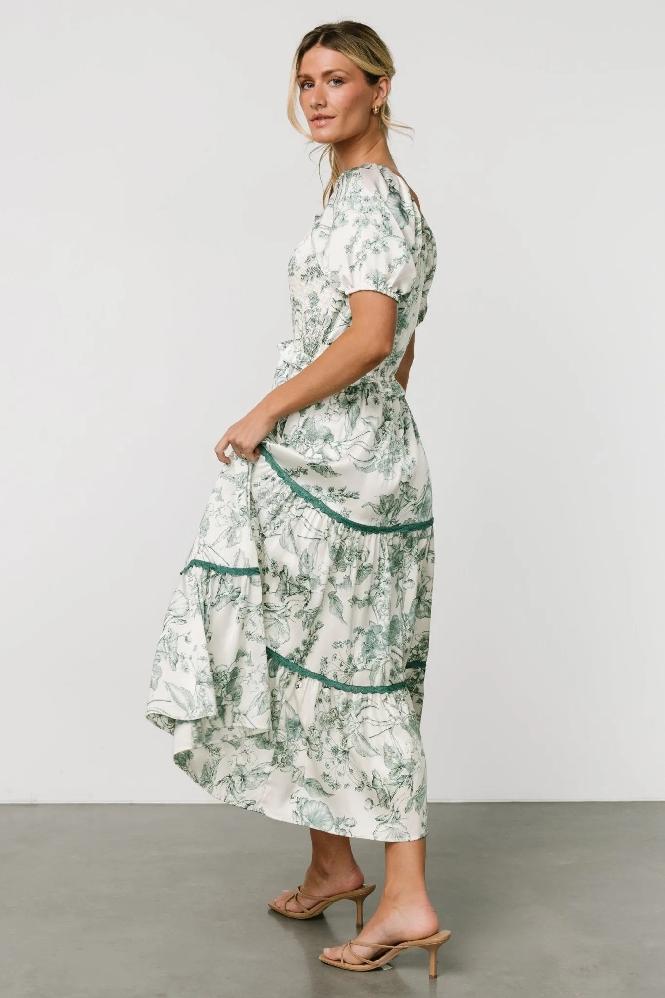 Ruthie Tiered Midi Dress | Green Print sold by Baltic Born product image thumbnail 3