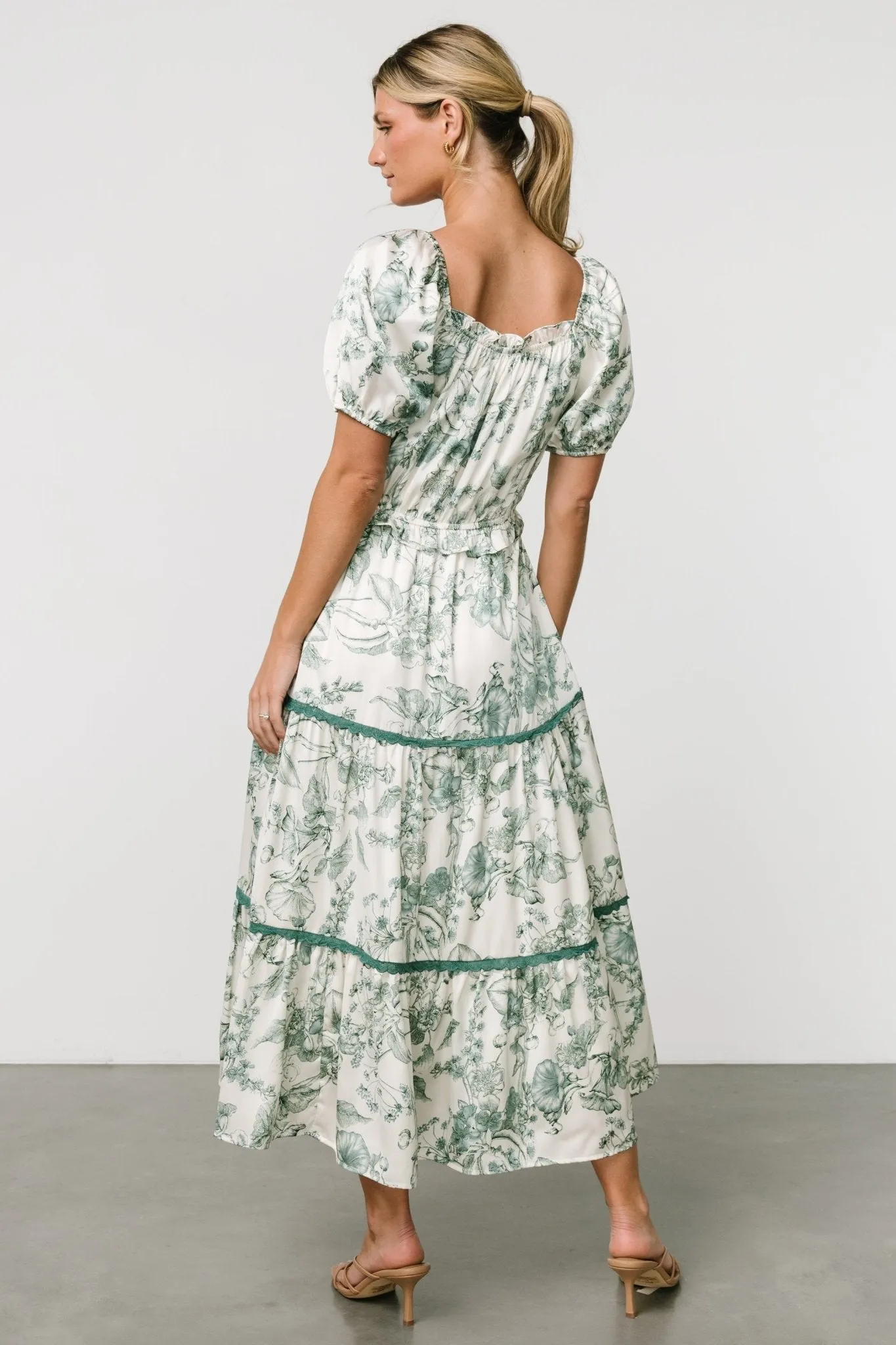 Ruthie Tiered Midi Dress | Green Print sold by Baltic Born product image thumbnail 4