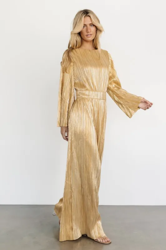 La Rambla Pleated Jumpsuit | Gold sold by Baltic Born