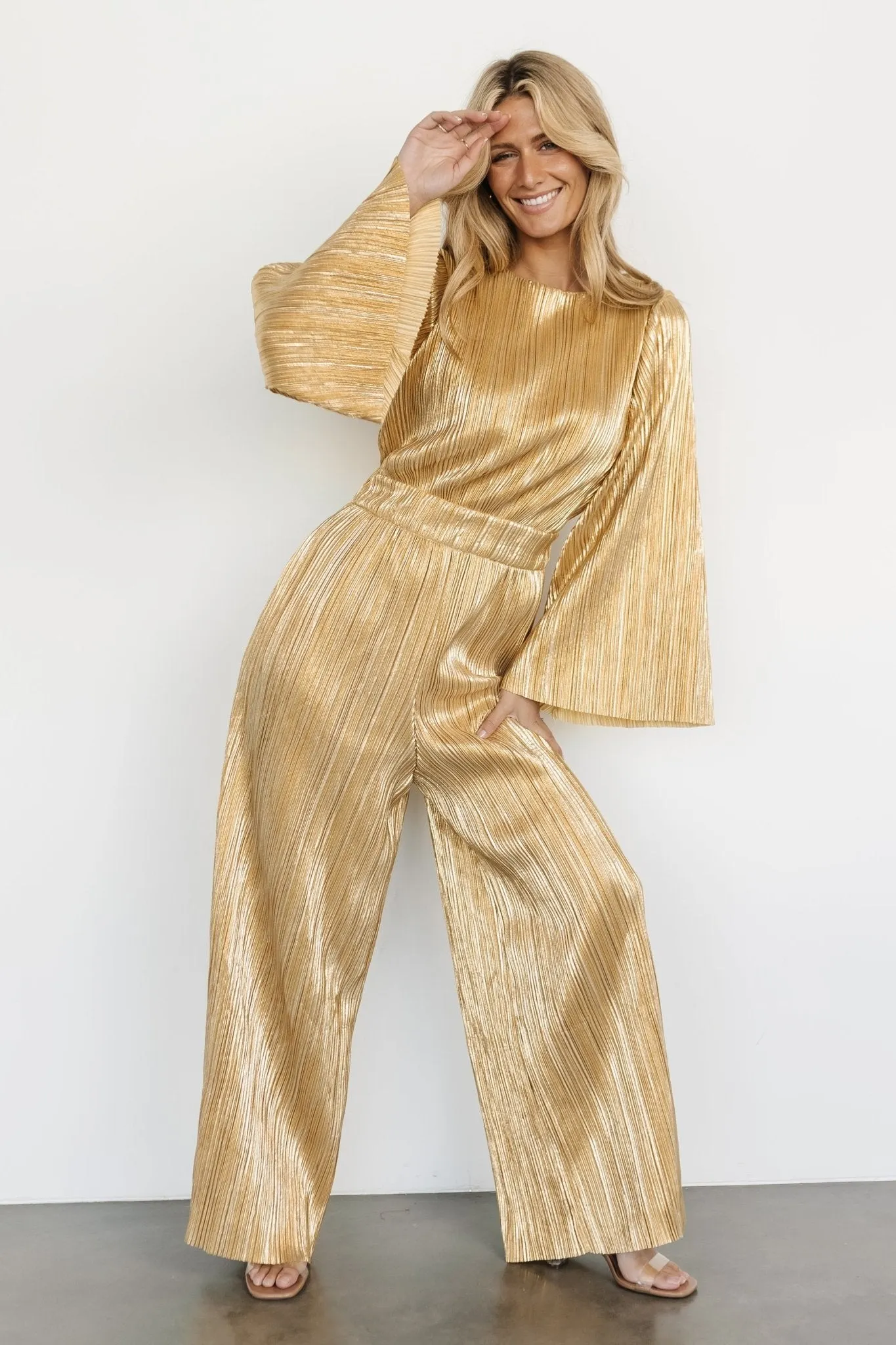 La Rambla Pleated Jumpsuit | Gold sold by Baltic Born product image thumbnail 2