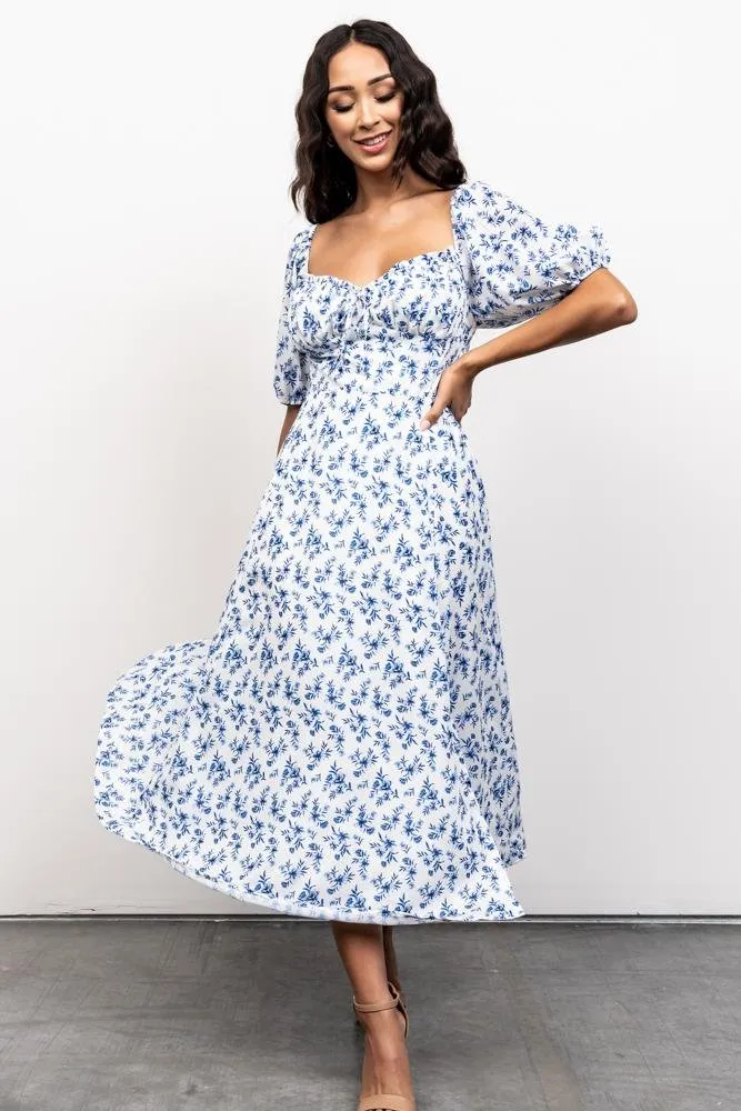 Gwen Smocked Midi Dress | Blue Floral sold by Baltic Born