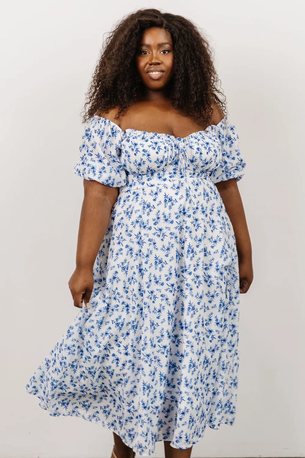 Gwen Smocked Midi Dress | Blue Floral sold by Baltic Born product image thumbnail 4