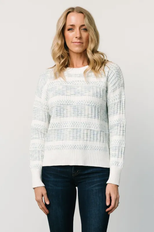 Brigitte Knit Sweater | Blue + Off White sold by Baltic Born
