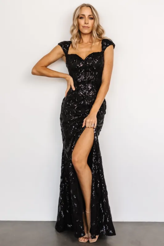 Kylene Sequin Maxi Gown | Black sold by Baltic Born