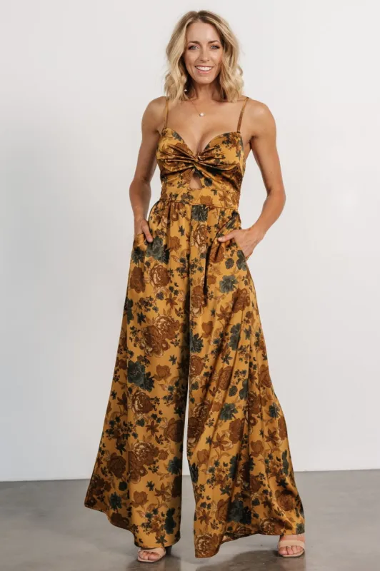 Khloe Wide Leg Jumpsuit | Gold Multi sold by Baltic Born