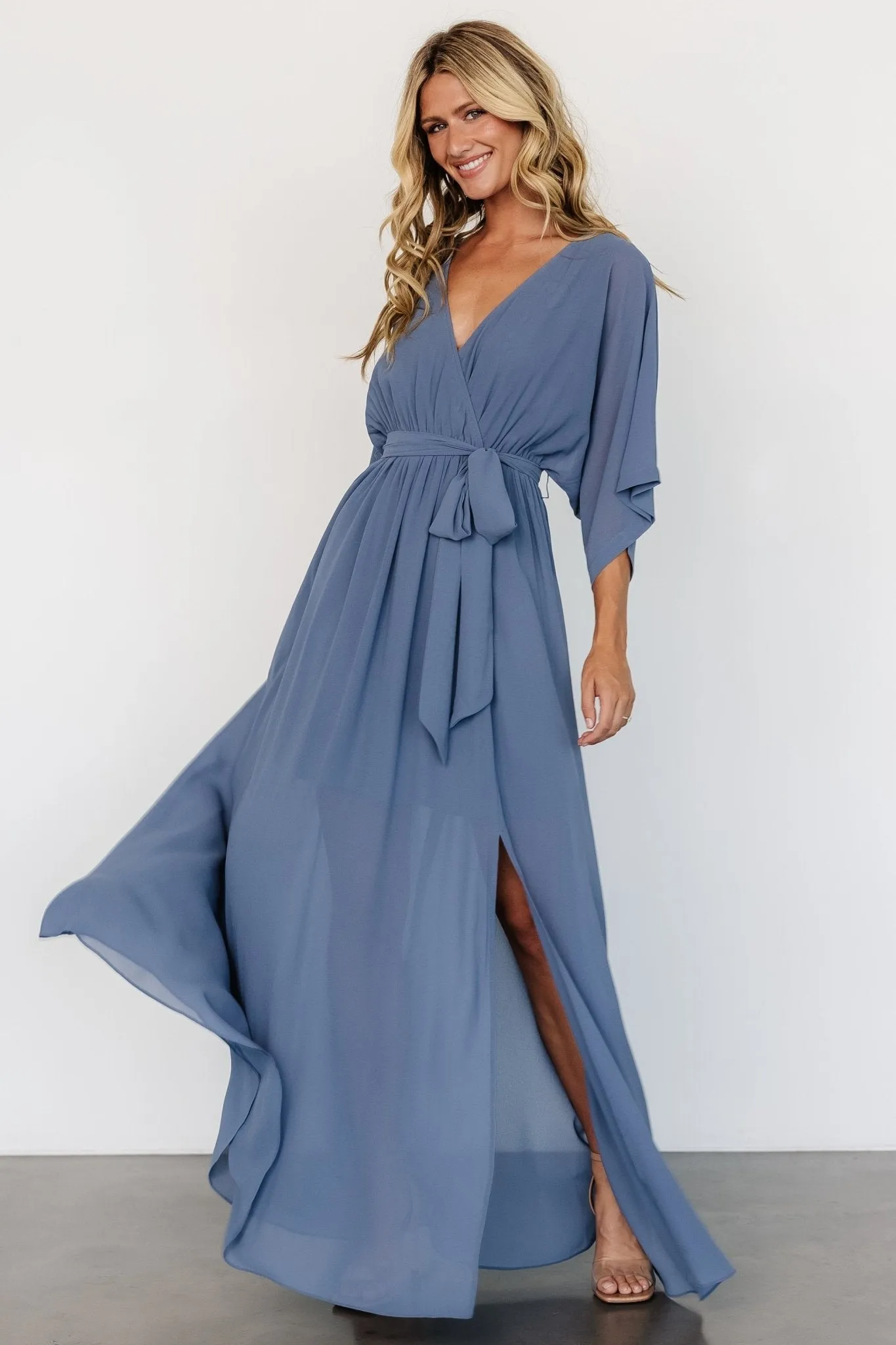 Kia Kimono Maxi Dress | Whisper Blue sold by Baltic Born