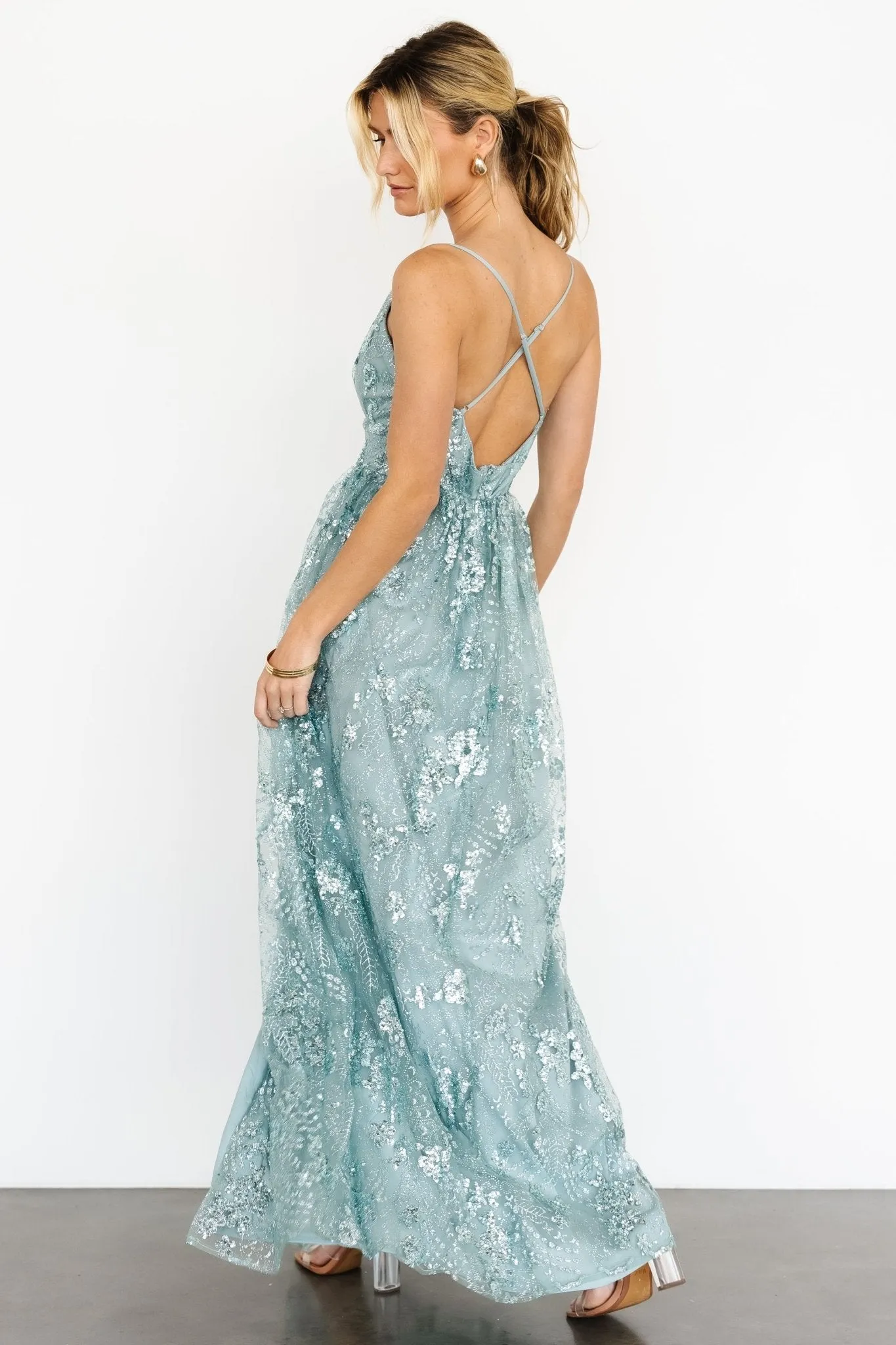 Tasha Sequin Gown | Sage Blue sold by Baltic Born product image thumbnail 2