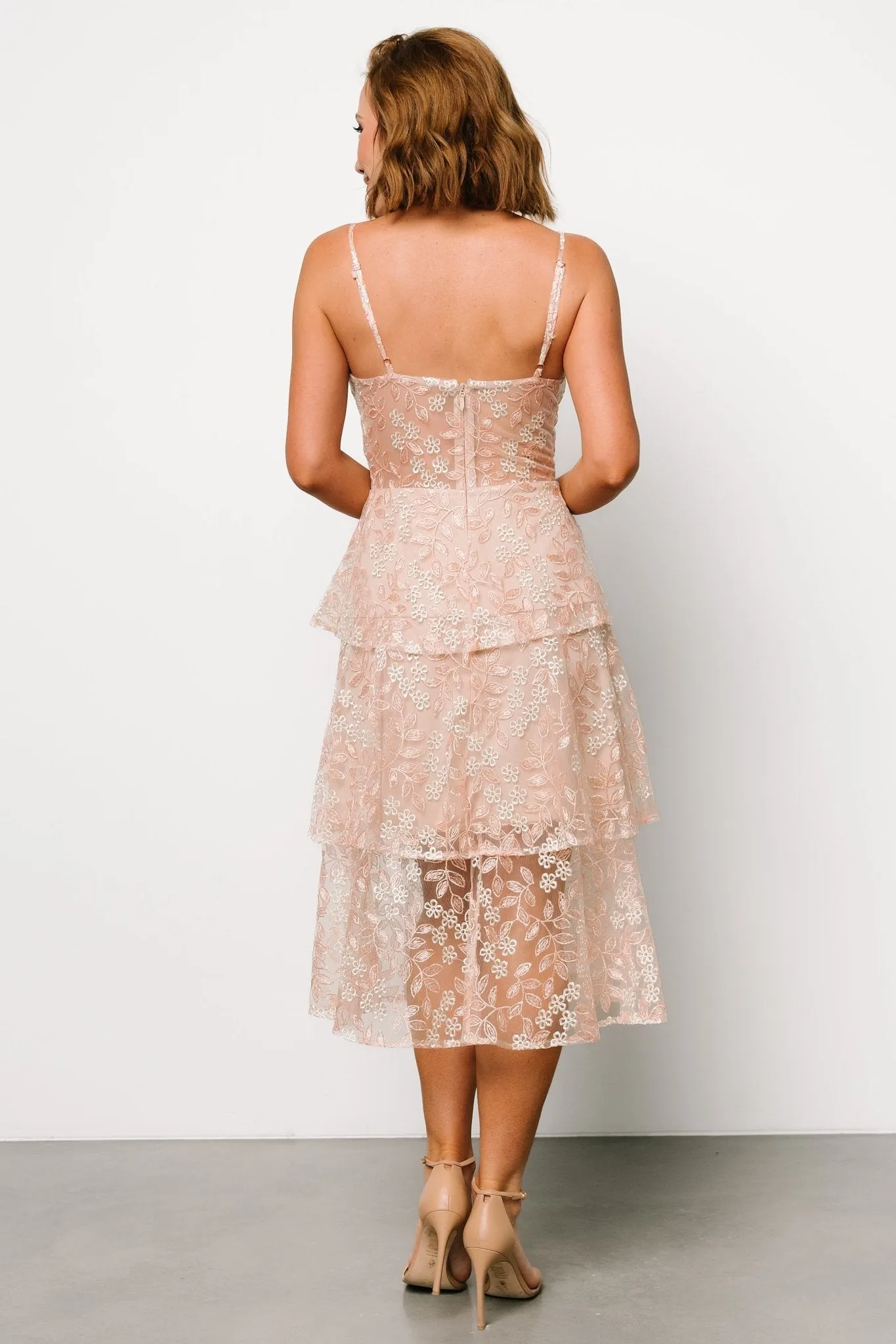 Georgiana Embroidered Midi Dress | Nude + Rose sold by Baltic Born product image thumbnail 4