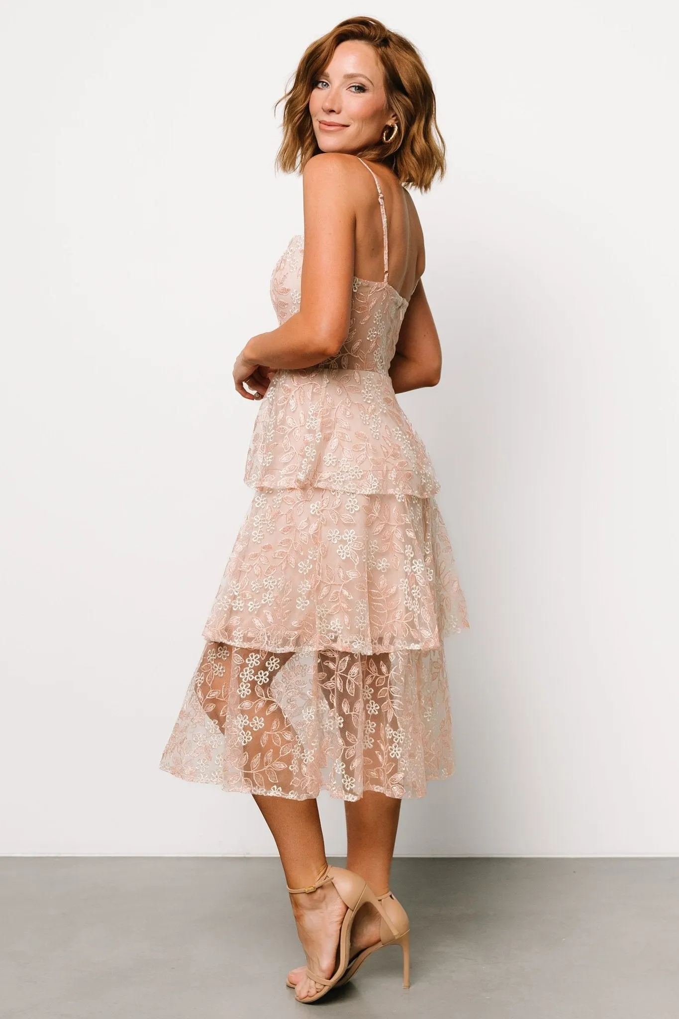 Georgiana Embroidered Midi Dress | Nude + Rose sold by Baltic Born product image thumbnail 5
