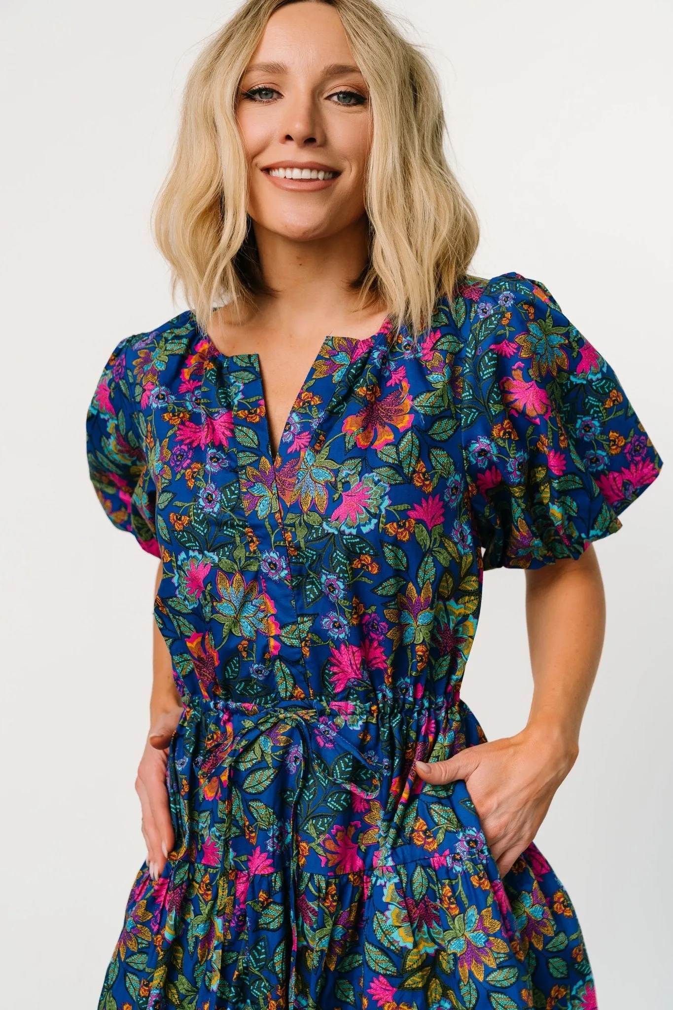 Karol Puff Sleeve Midi Dress | Blue Multi sold by Baltic Born product image thumbnail 2