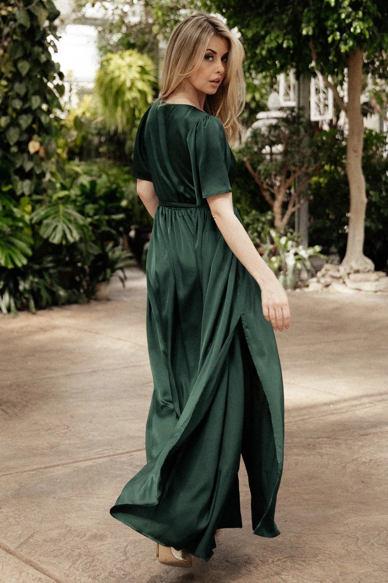 Sicily Satin Maxi Dress | Emerald sold by Baltic Born product image thumbnail 5