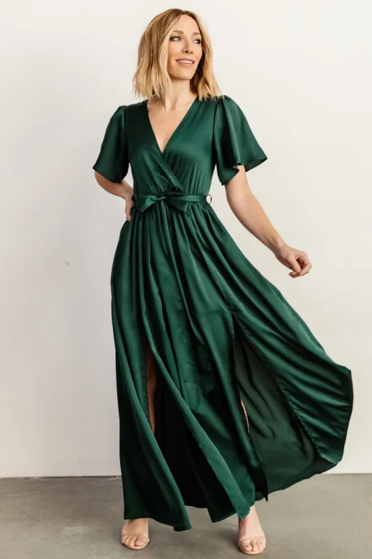 Sicily Satin Maxi Dress | Emerald sold by Baltic Born