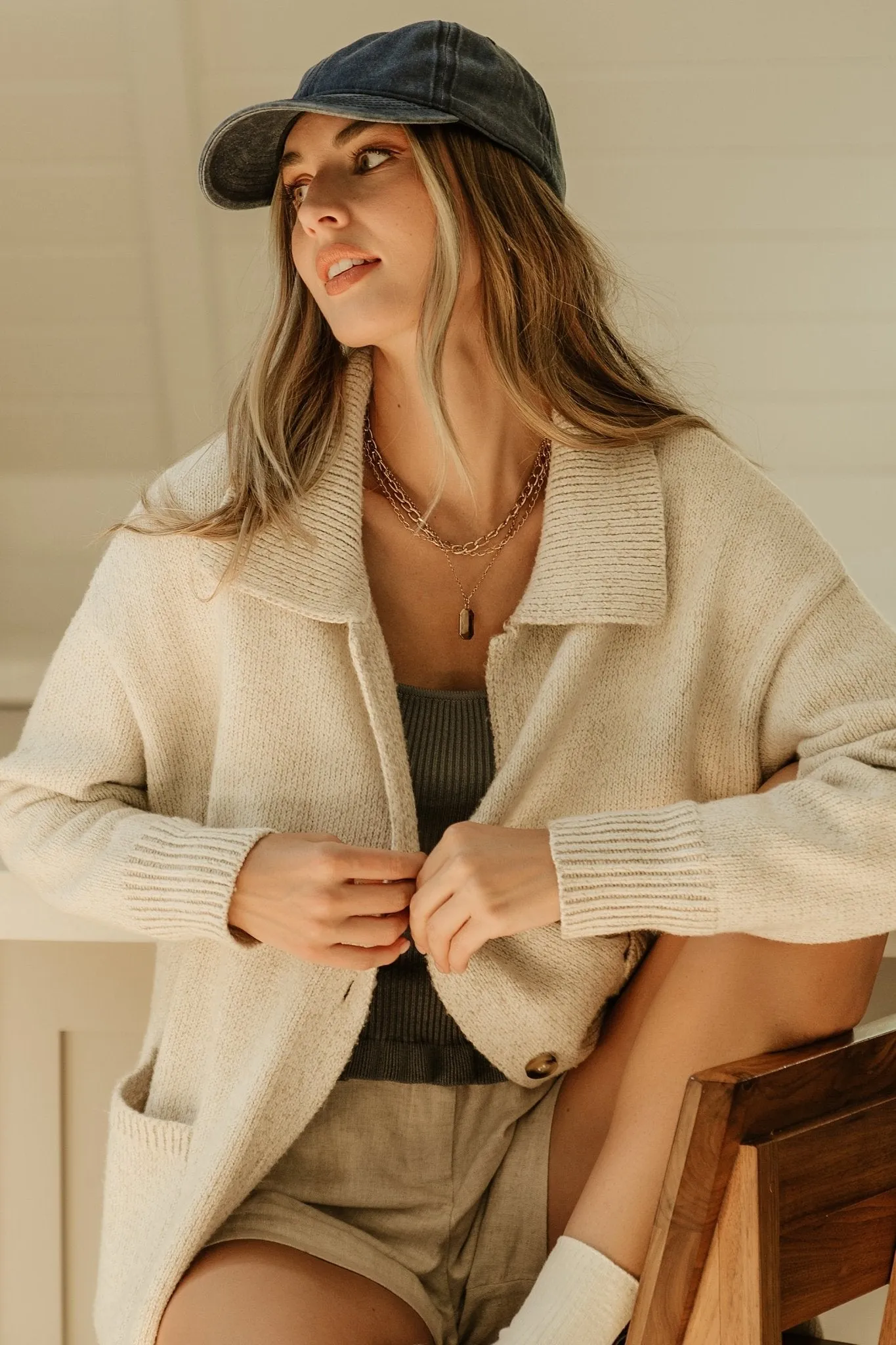 Ontario Long Button Cardigan | Oatmeal sold by Baltic Born product image thumbnail 5