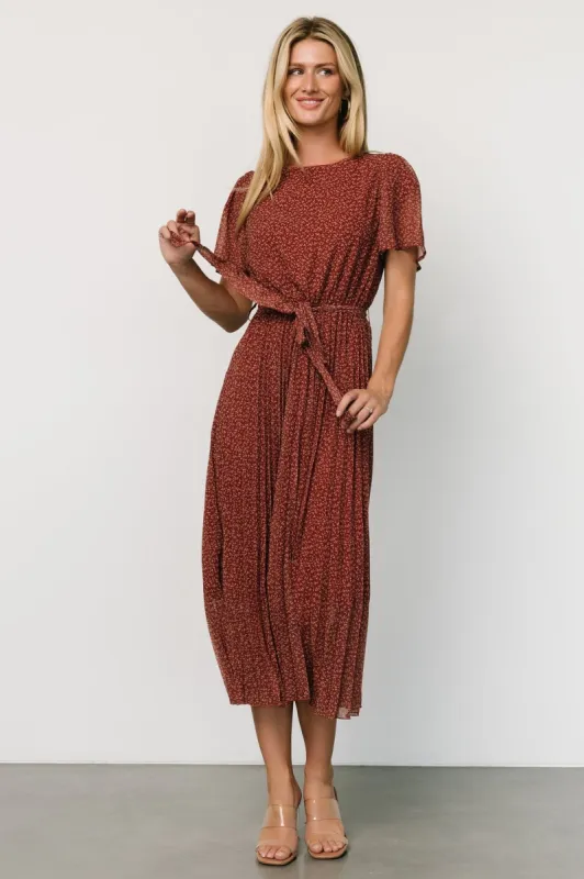 Prim Pleated Dress | Dark Rust sold by Baltic Born