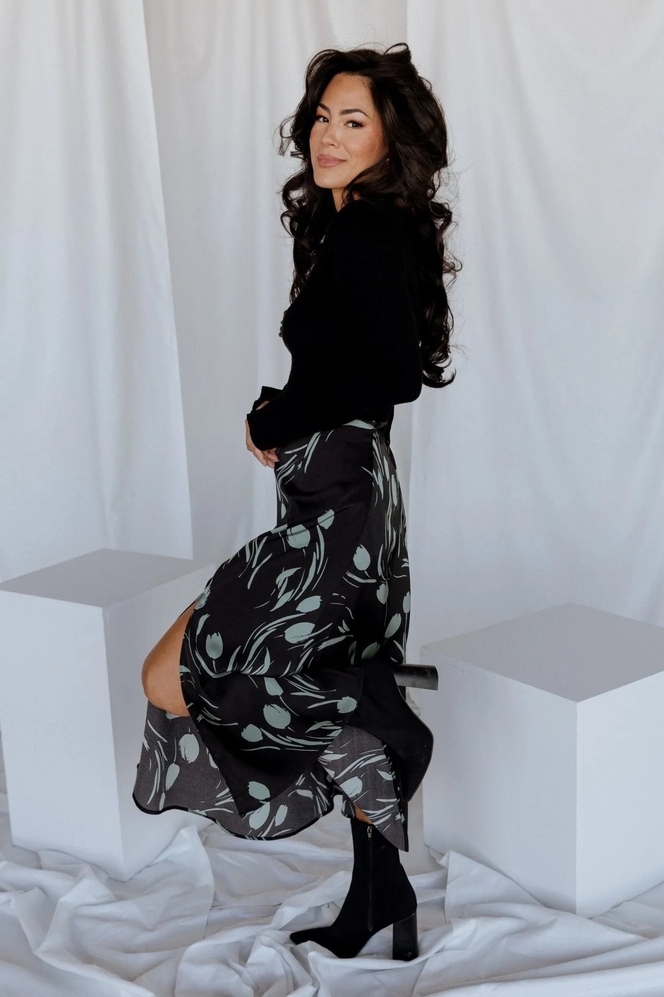 Tallyn Midi Skirt | Black + Green sold by Baltic Born product image thumbnail 3