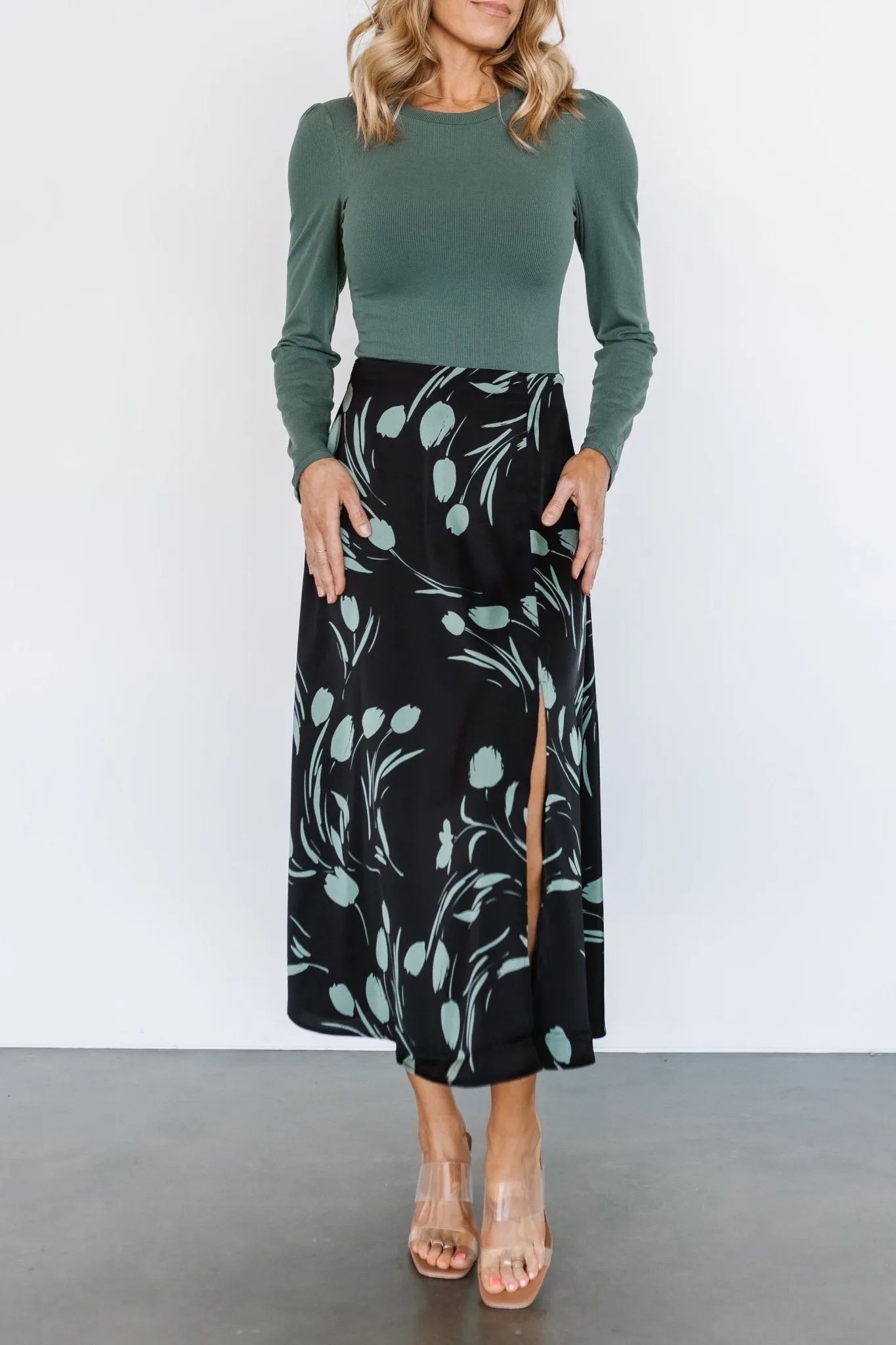 Tallyn Midi Skirt | Black + Green sold by Baltic Born product image thumbnail 4