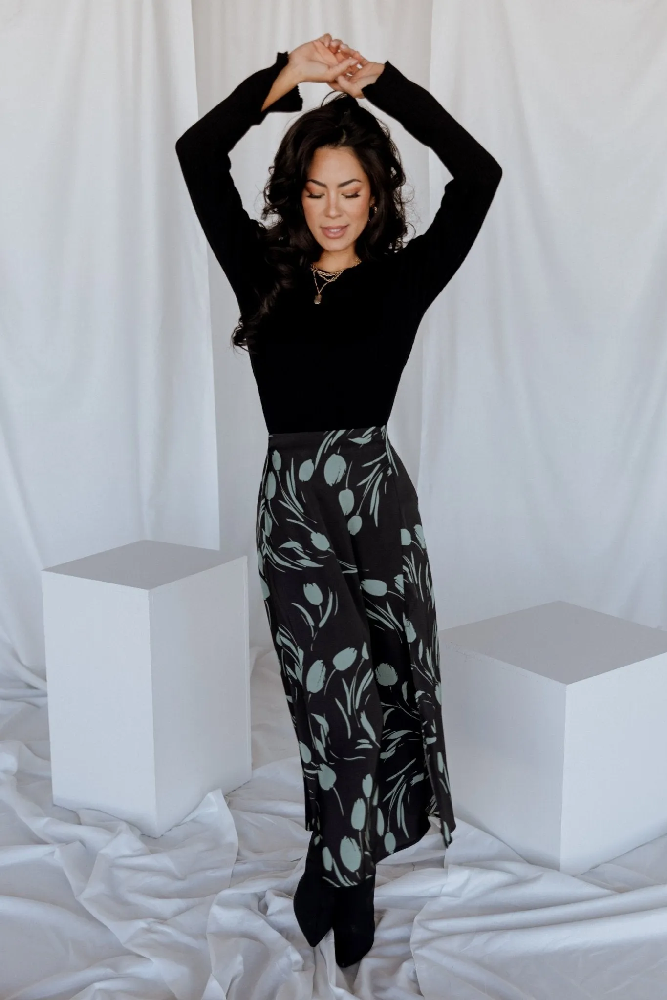 Tallyn Midi Skirt | Black + Green sold by Baltic Born product image thumbnail 5