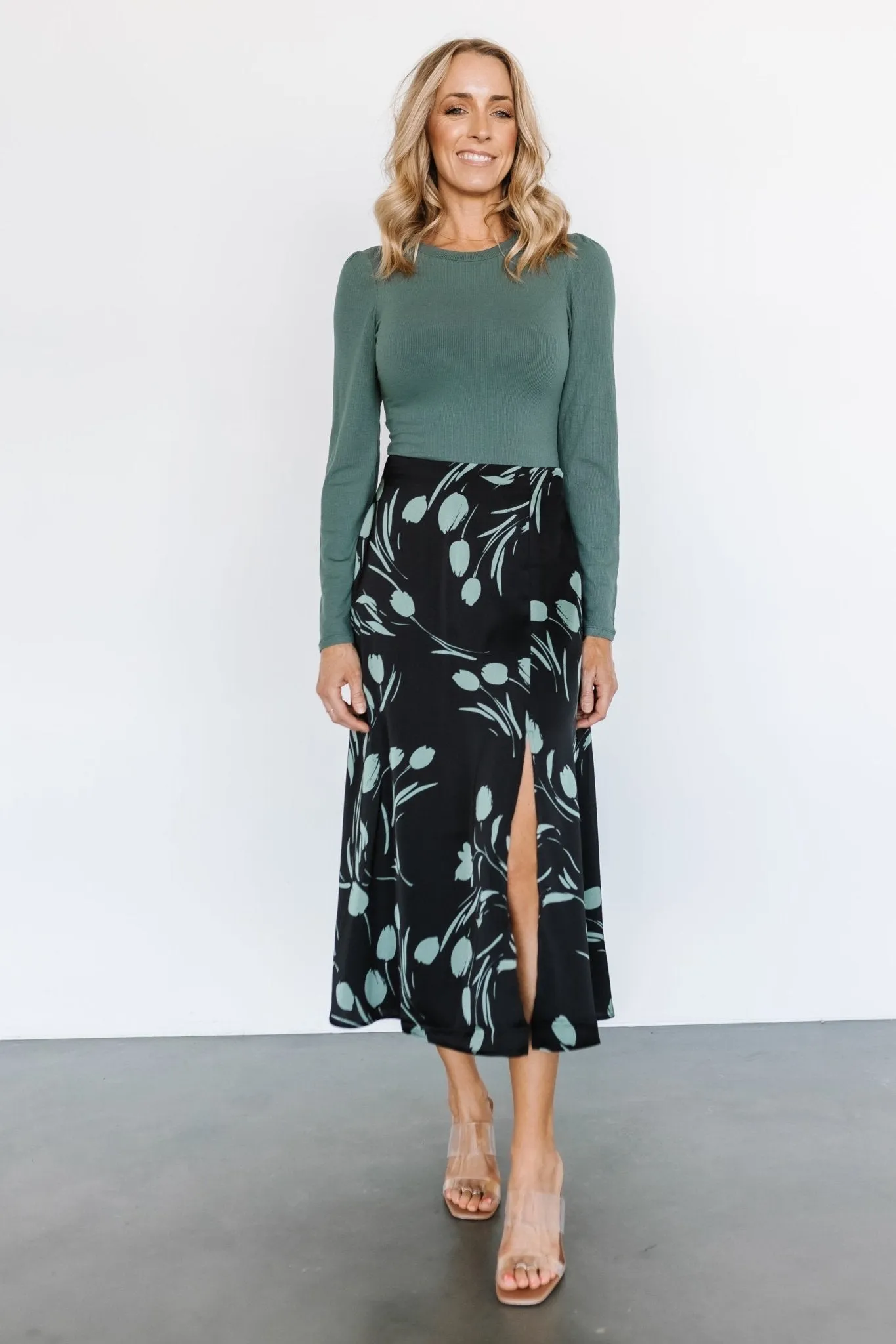 Tallyn Midi Skirt | Black + Green sold by Baltic Born product image thumbnail 2