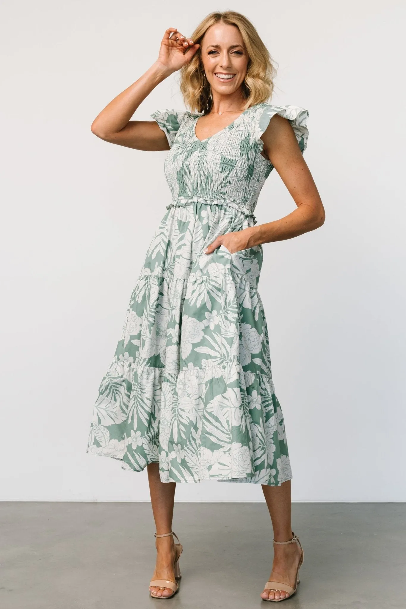 Clarice Poplin Dress | Green + White sold by Baltic Born product image thumbnail 5