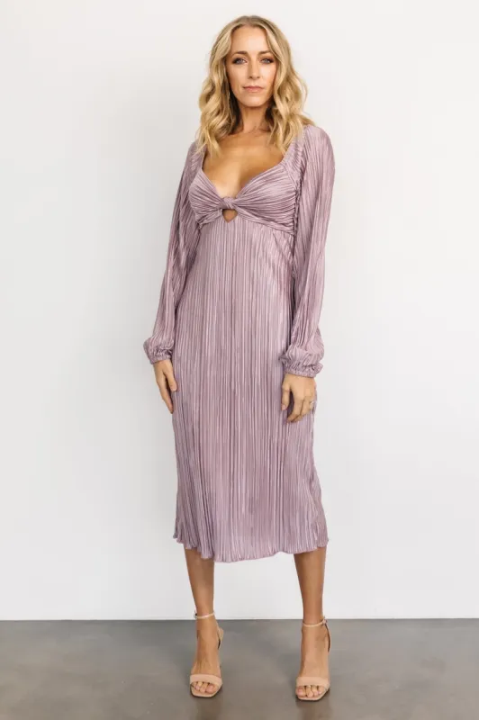 Amani Pleated Midi Dress | Lilac sold by Baltic Born