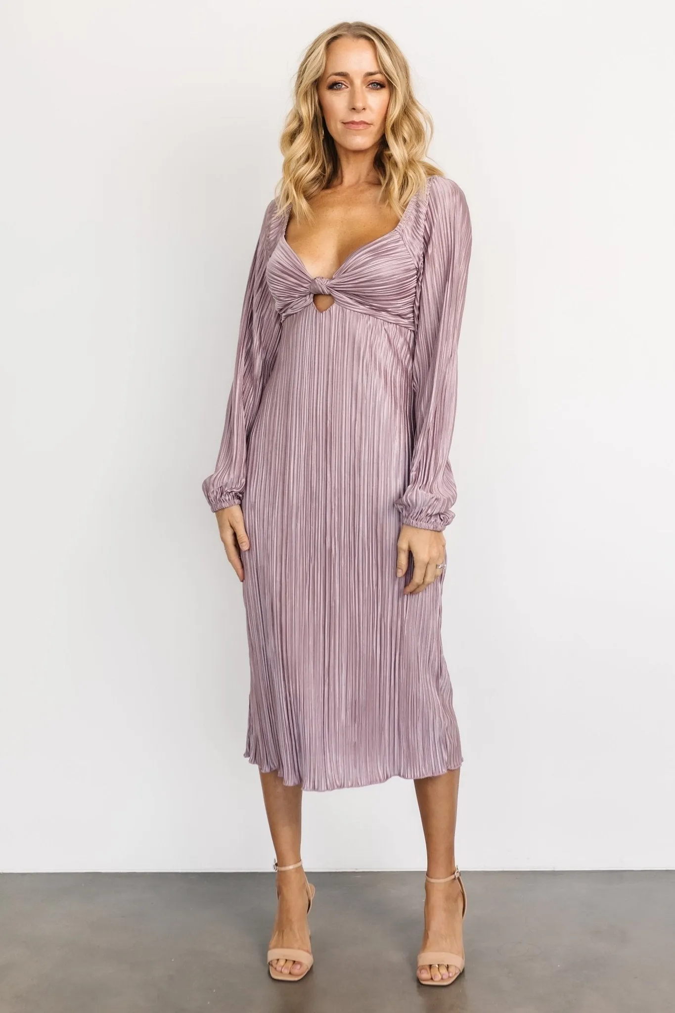 Amani Pleated Midi Dress | Lilac sold by Baltic Born