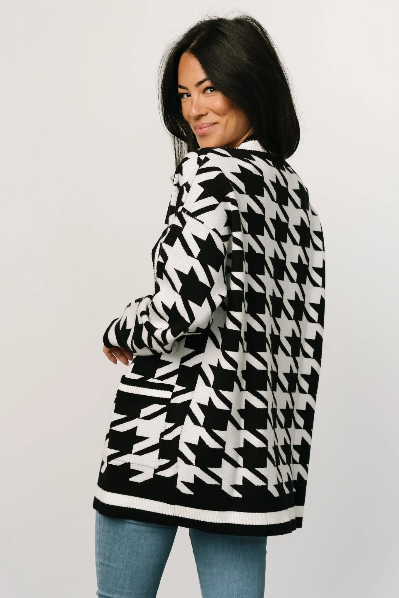 Leroy Houndstooth Cardigan | Black + White sold by Baltic Born product image thumbnail 5