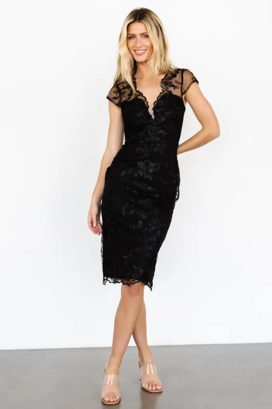 Delphine Applique Midi Dress | Black sold by Baltic Born