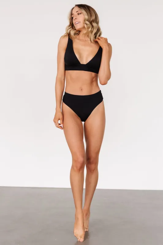 Formentera High Waist Bikini Bottom | Black sold by Baltic Born
