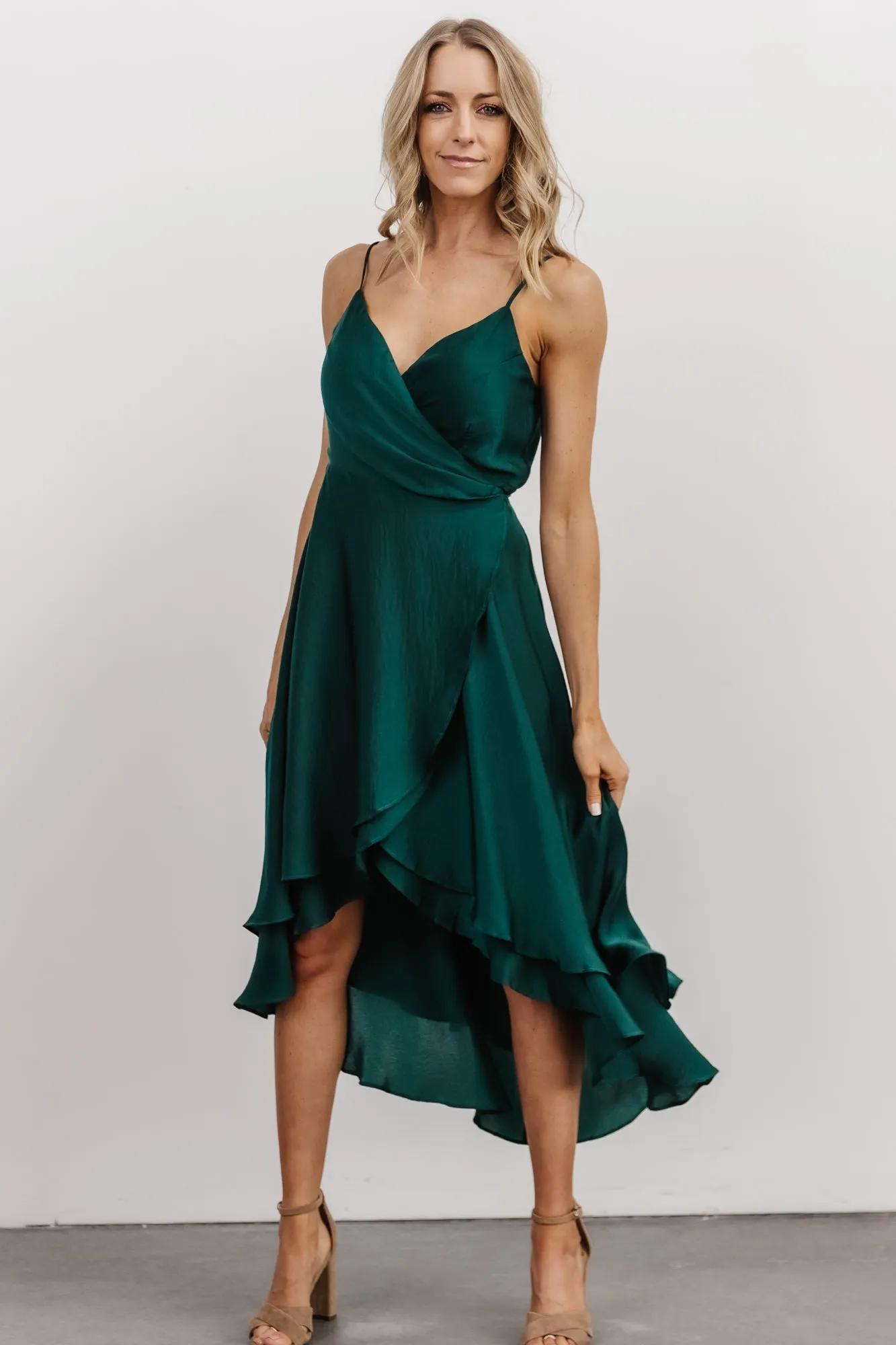 Steffi Tulip Wrap Dress | Emerald sold by Baltic Born