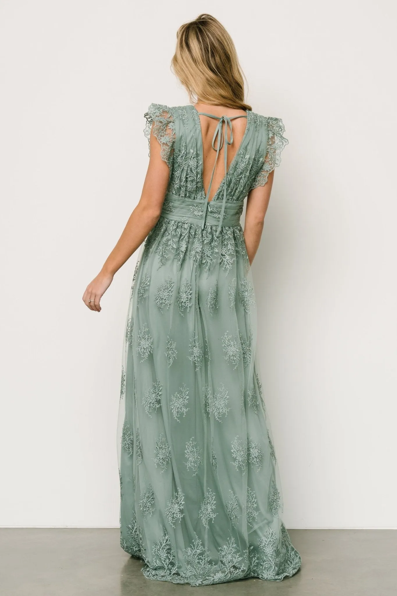 Rhea Tulle Maxi Dress | Eucalyptus sold by Baltic Born product image thumbnail 2