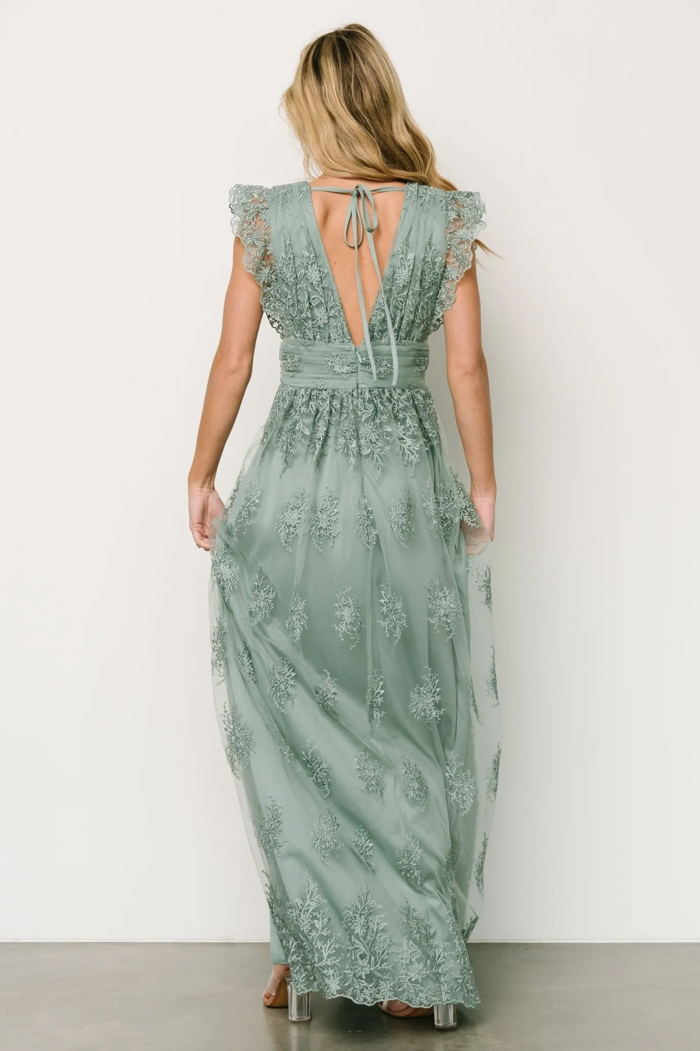 Rhea Tulle Maxi Dress | Eucalyptus sold by Baltic Born product image thumbnail 5