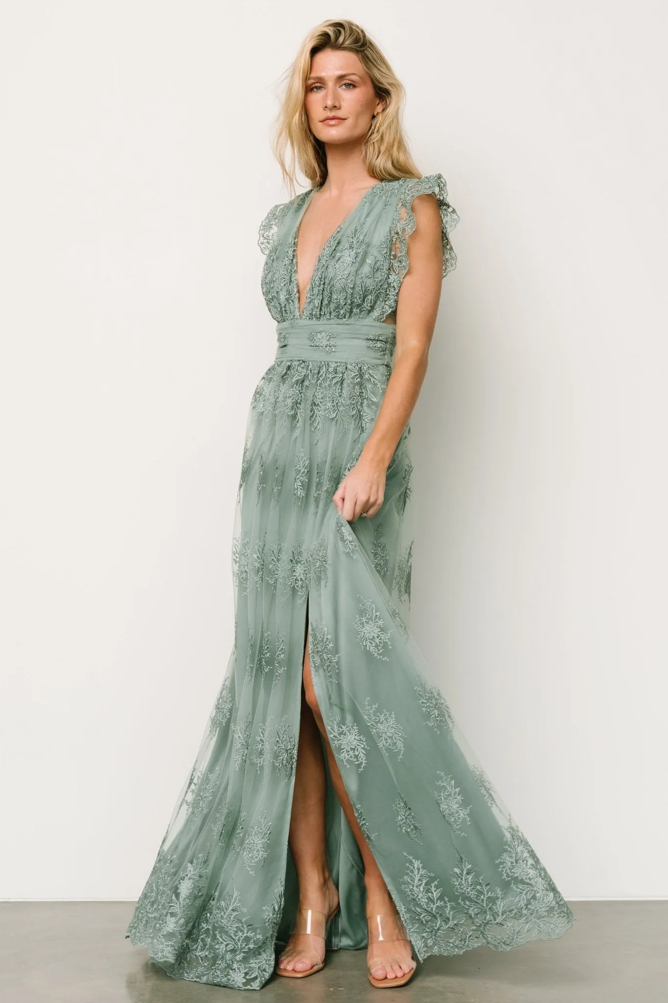 Rhea Tulle Maxi Dress | Eucalyptus sold by Baltic Born product image thumbnail 3
