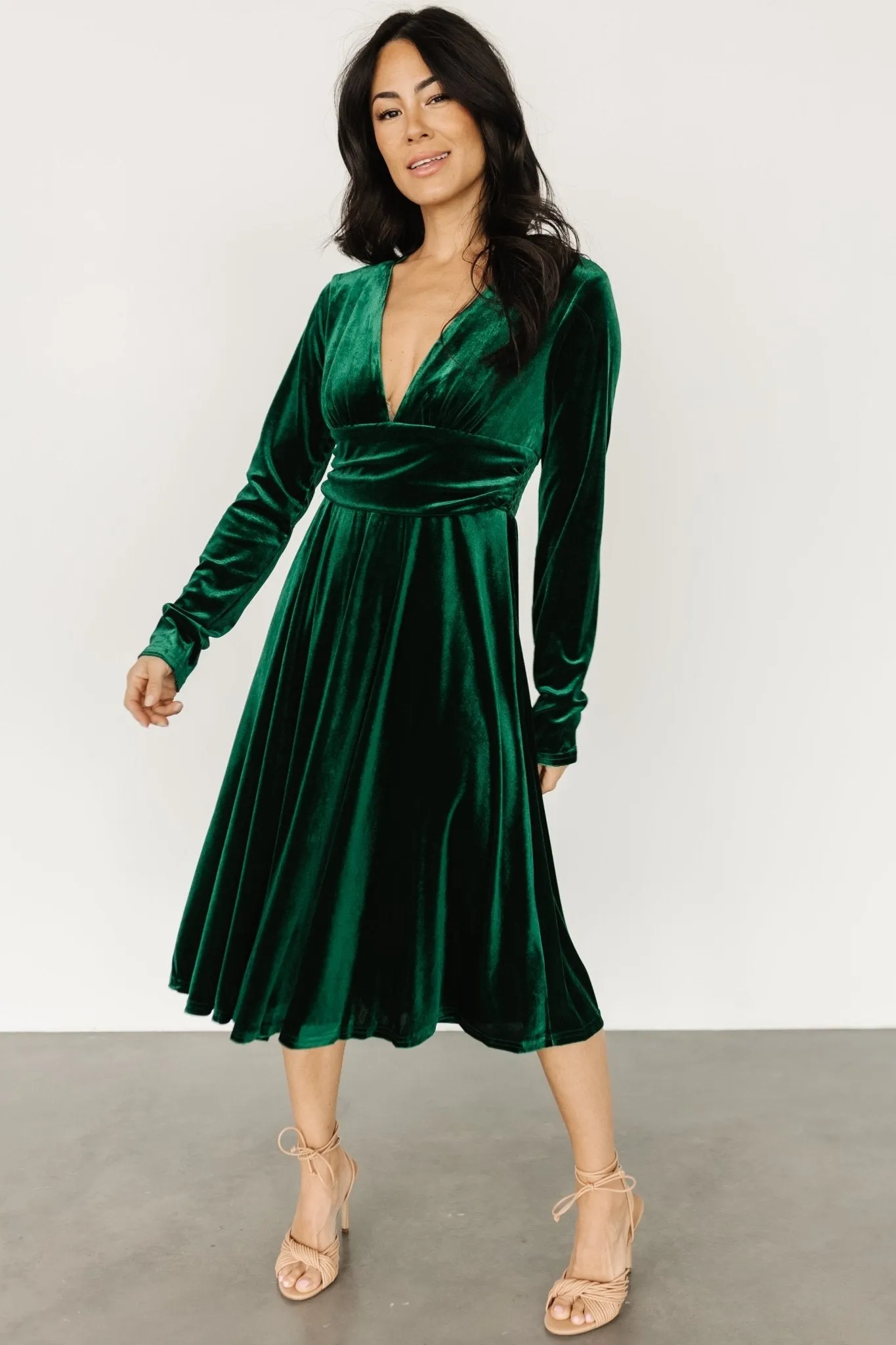 Vega Velvet Midi Dress | Emerald sold by Baltic Born product image thumbnail 5