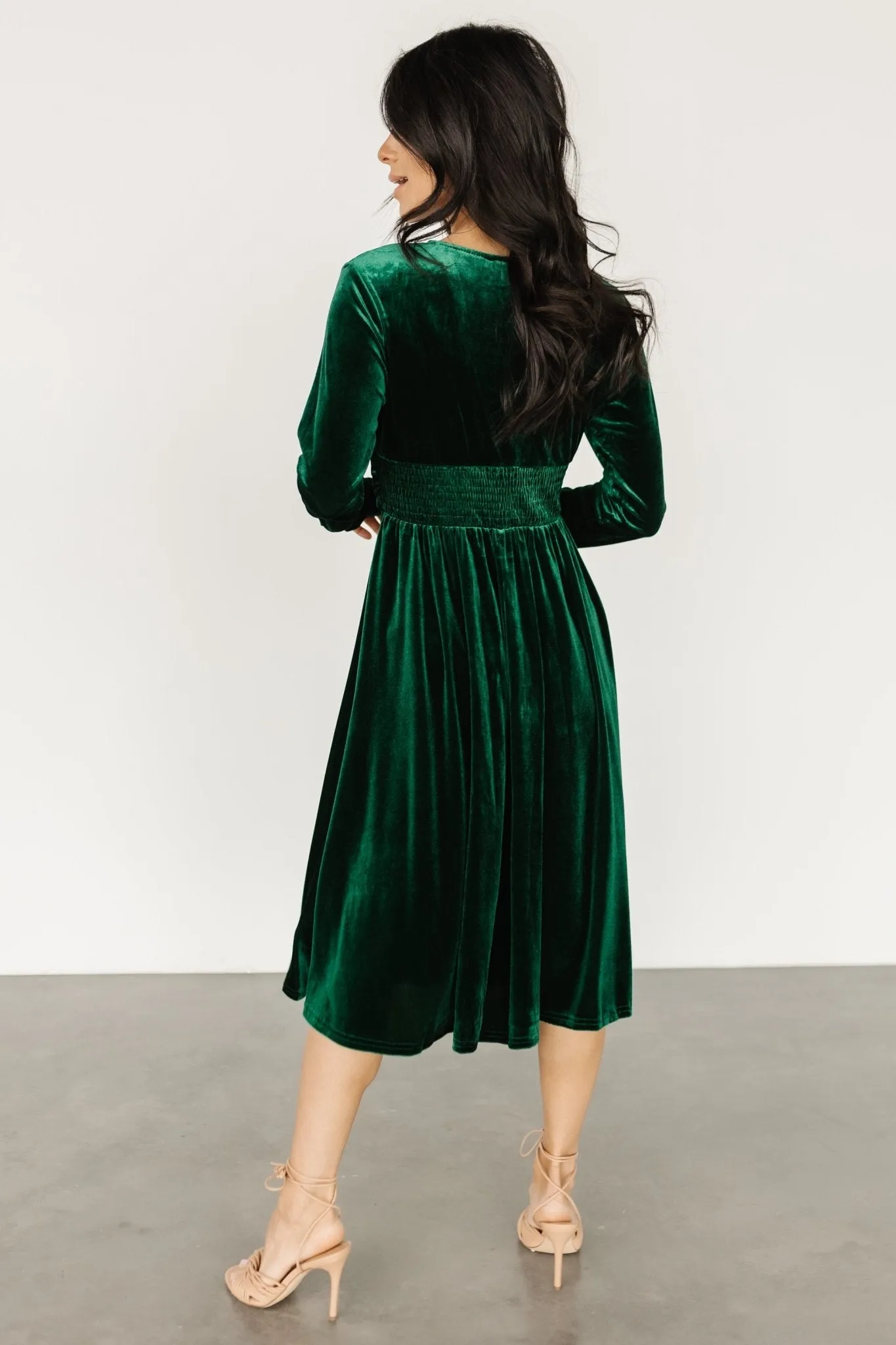 Vega Velvet Midi Dress | Emerald sold by Baltic Born product image thumbnail 4
