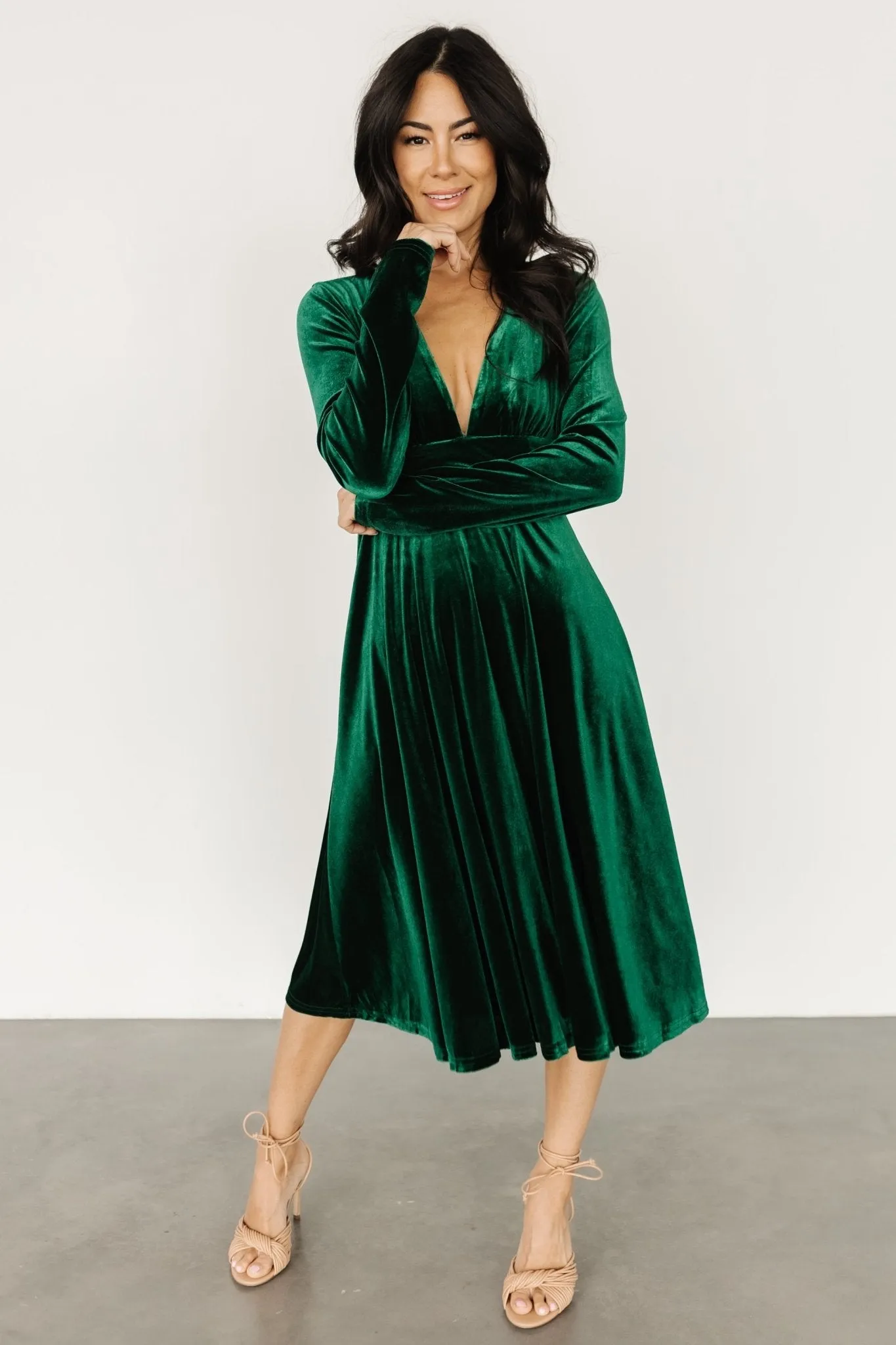 Vega Velvet Midi Dress | Emerald sold by Baltic Born