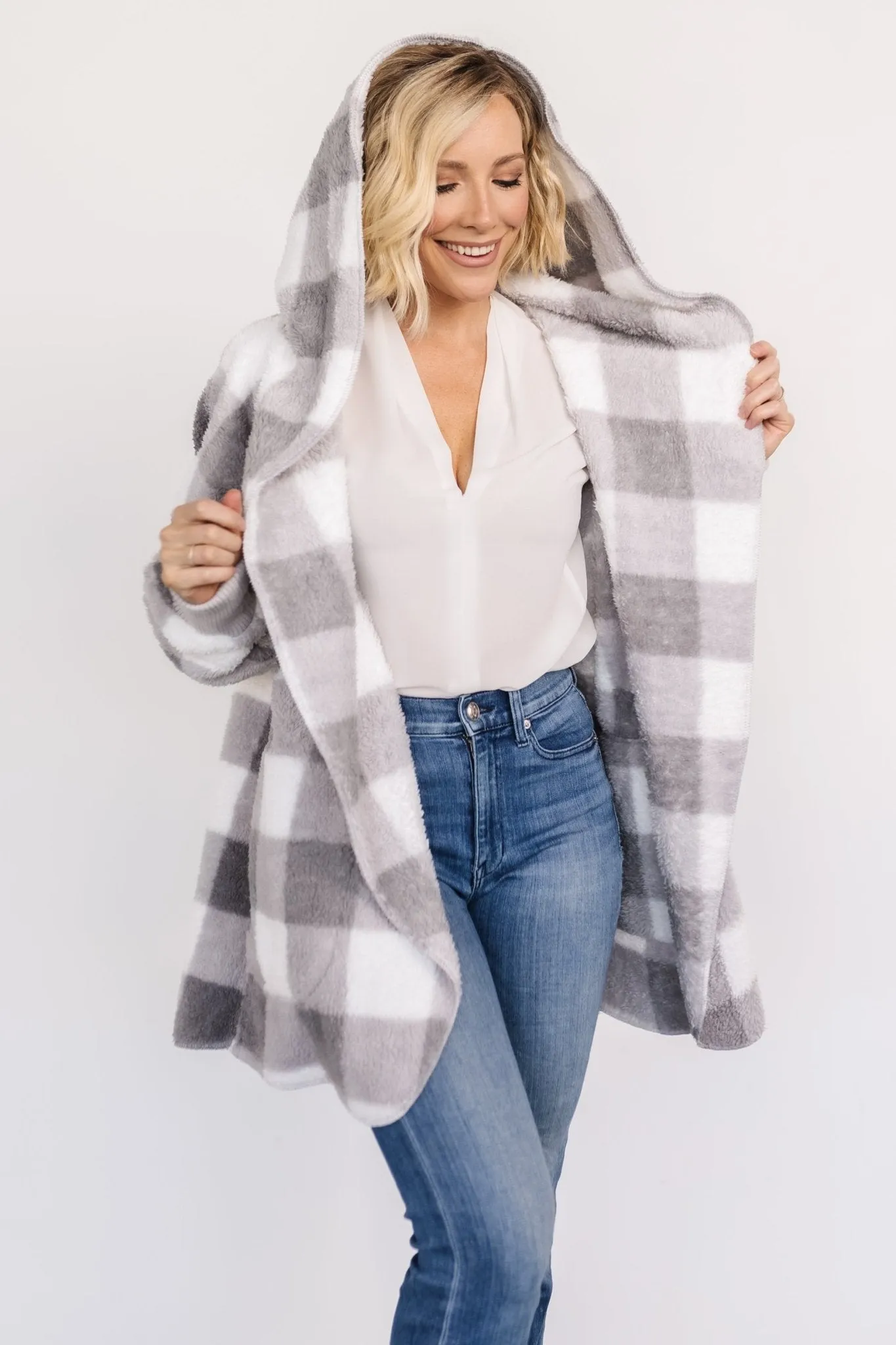 Lincoln Teddy Cardigan | Gray + White sold by Baltic Born product image thumbnail 3