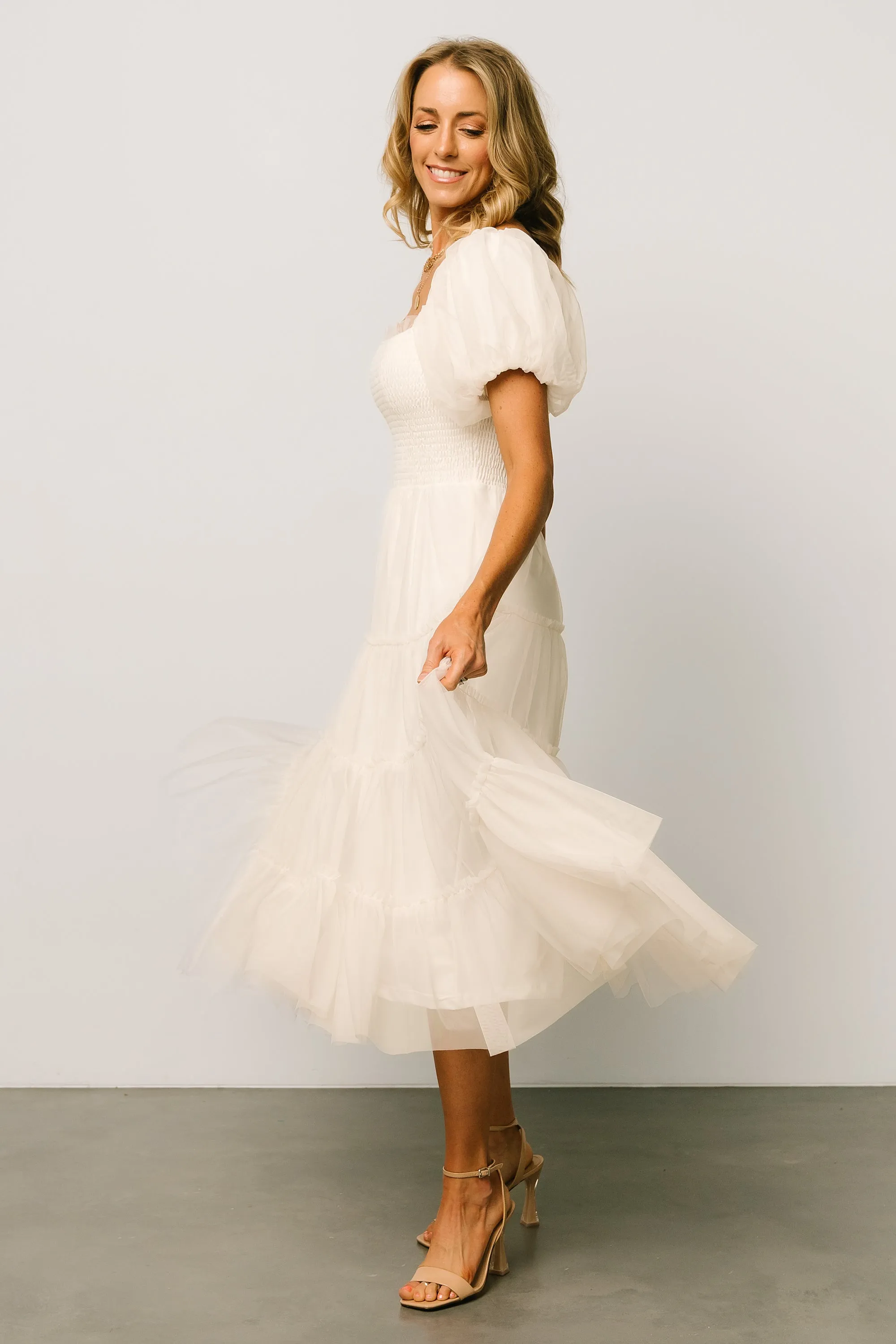 Liv Tulle Midi Dress | Cream sold by Baltic Born product image thumbnail 5