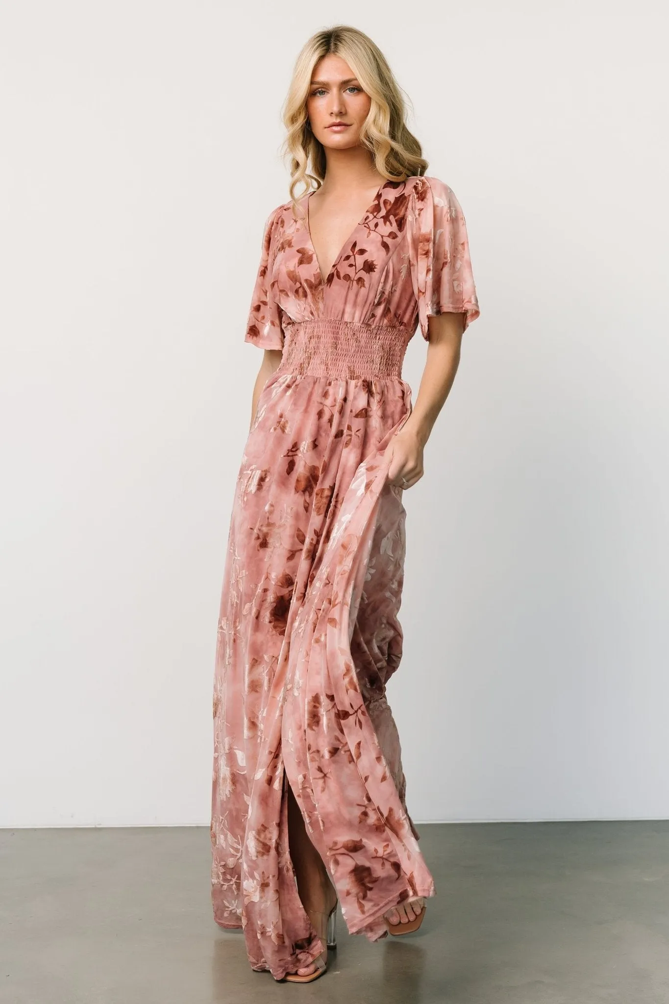 Veronica Velvet Maxi Dress | Blush sold by Baltic Born product image thumbnail 5