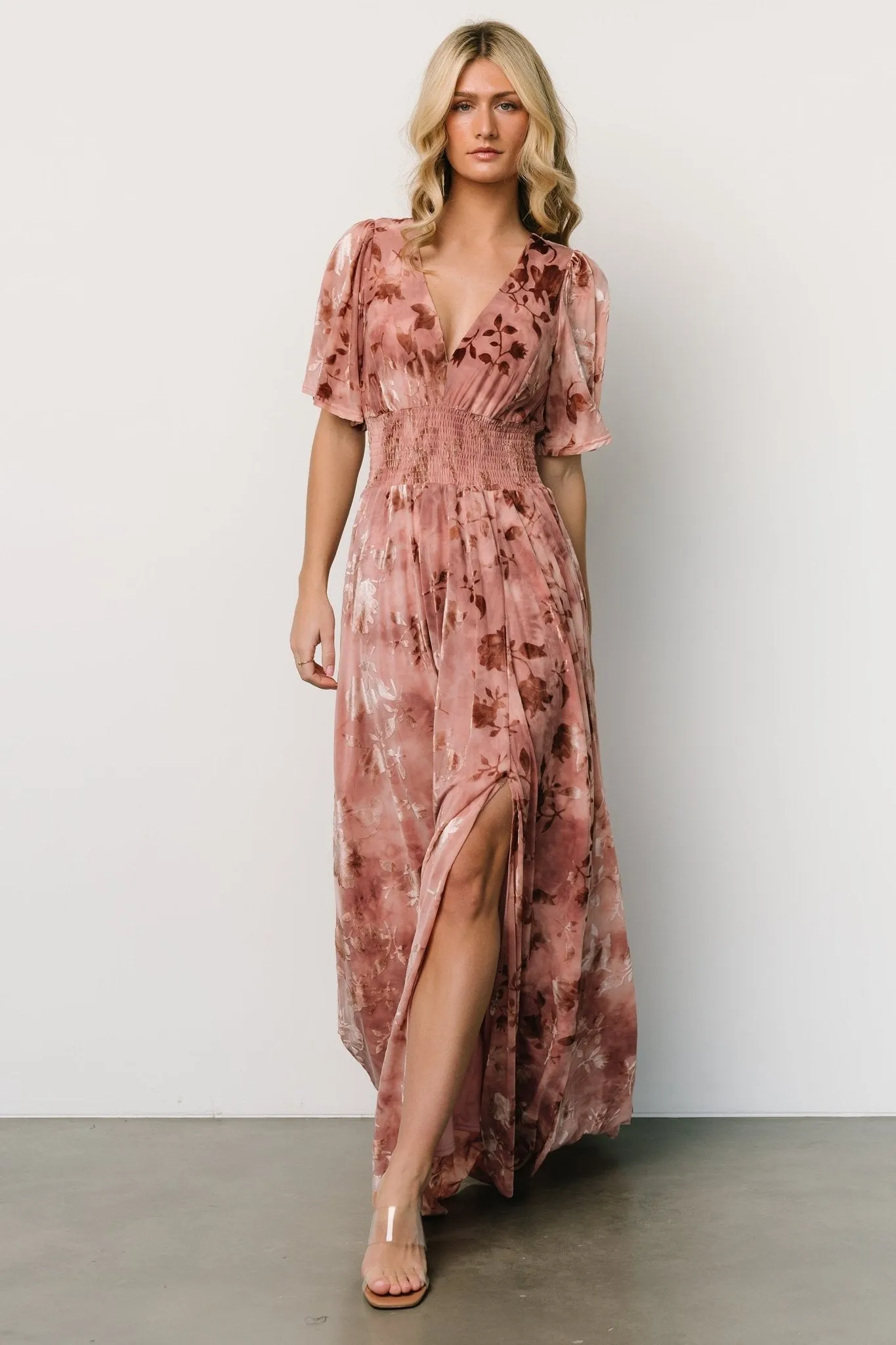 Veronica Velvet Maxi Dress | Blush sold by Baltic Born