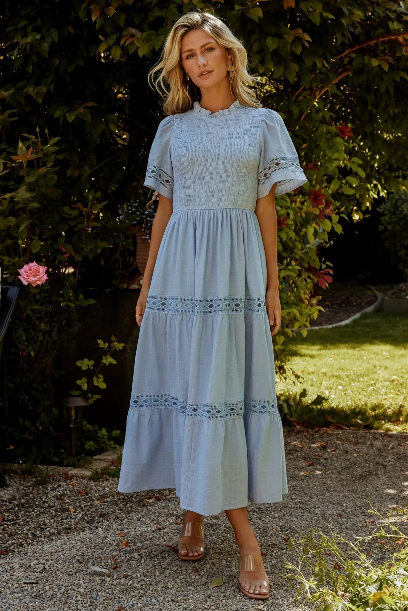 Loveland Geo Lace Maxi Dress | Light Blue sold by Baltic Born product image thumbnail 4