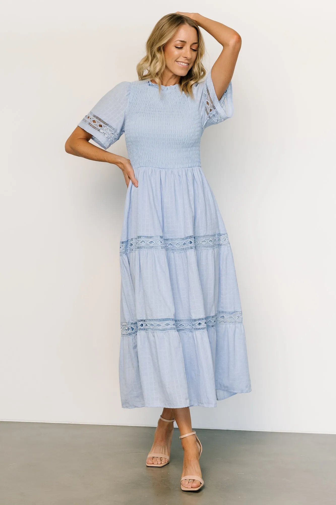 Loveland Geo Lace Maxi Dress | Light Blue sold by Baltic Born